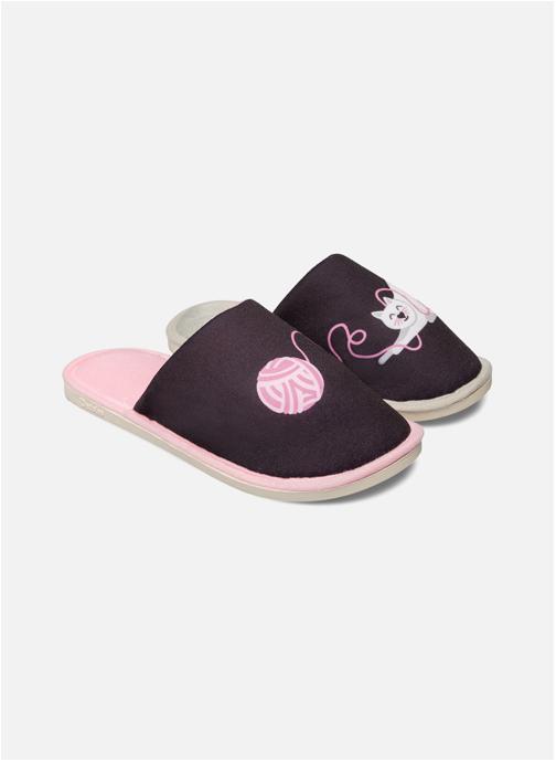 Dedoles Chaussons Pantoufles Chat et Pelote de Laine femme noir