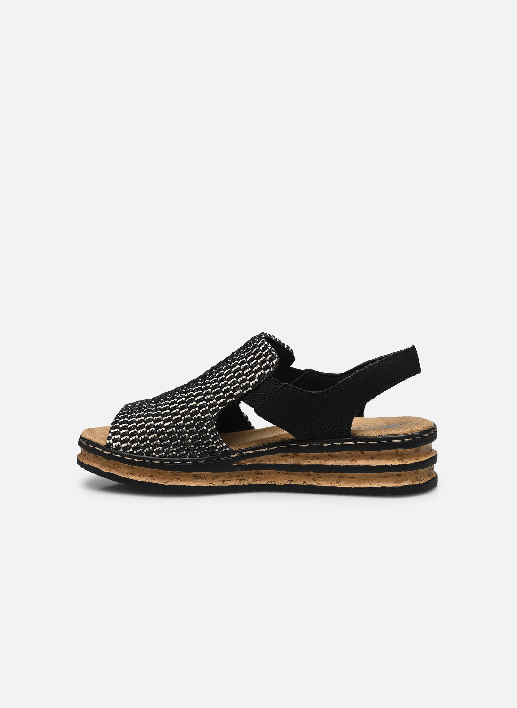 Rieker Sandalen zomerschoen sandaal sleehak met gestreepte zool