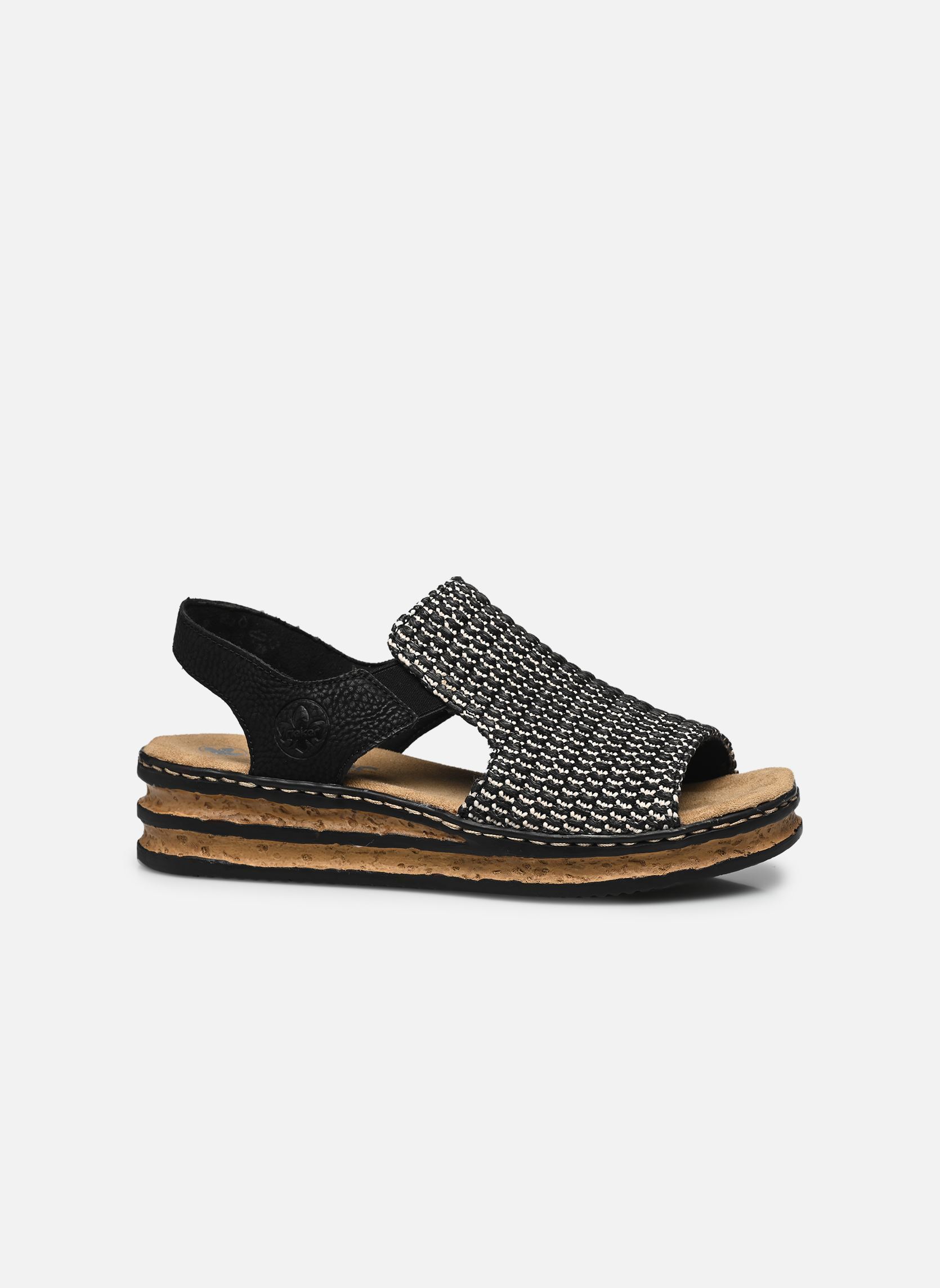 Sandales compensées et plateformes 62971 femme noir Rieker Sandales compensées et plateformes 62971 femme noir NOIR COMBINE