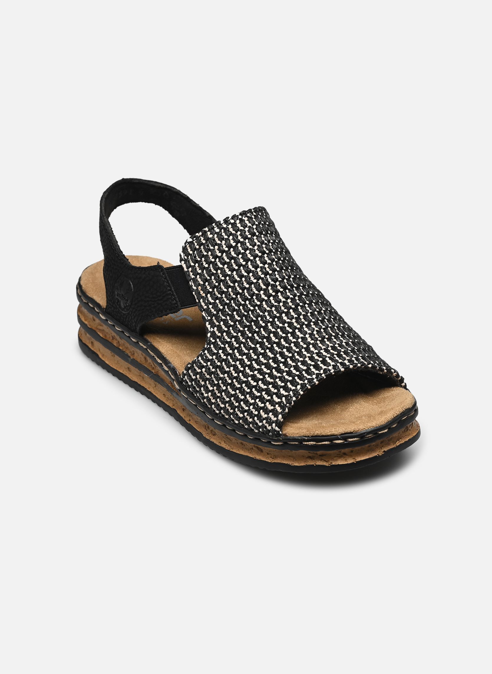 Sandales compensées et plateformes 62971 femme noir Rieker Sandales compensées et plateformes 62971 femme noir NOIR COMBINE