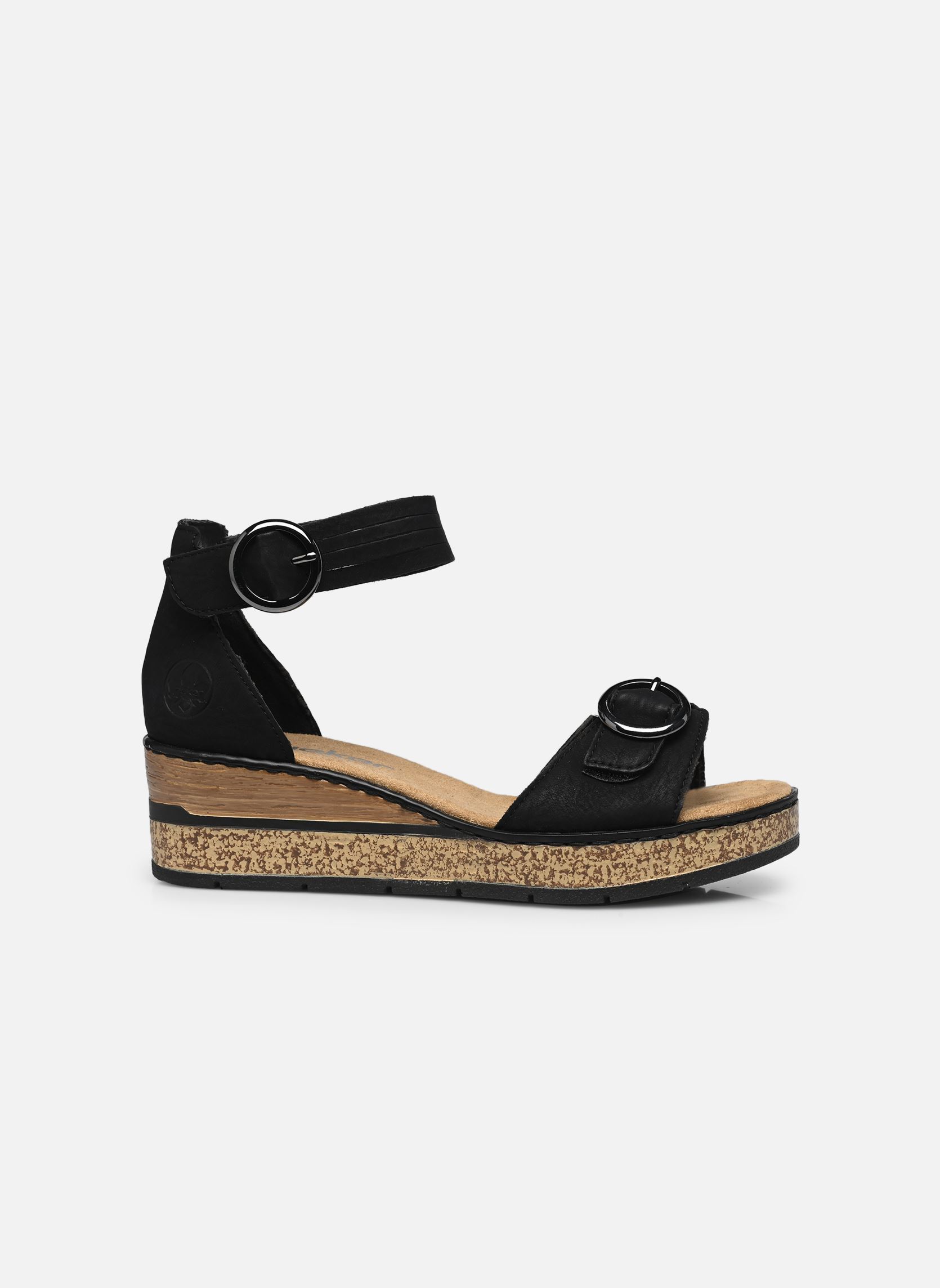 Sandales compensées et plateformes 63780 femme noir Rieker Sandales compensées et plateformes 63780 femme noir NOIR
