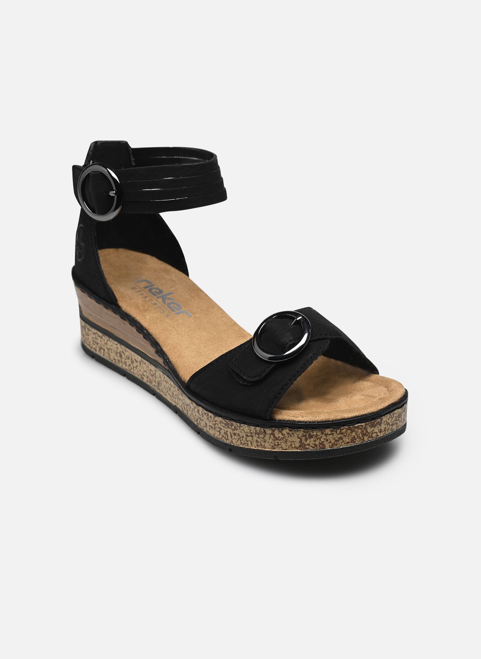 Sandales compensées et plateformes 63780 femme noir Rieker Sandales compensées et plateformes 63780 femme noir NOIR