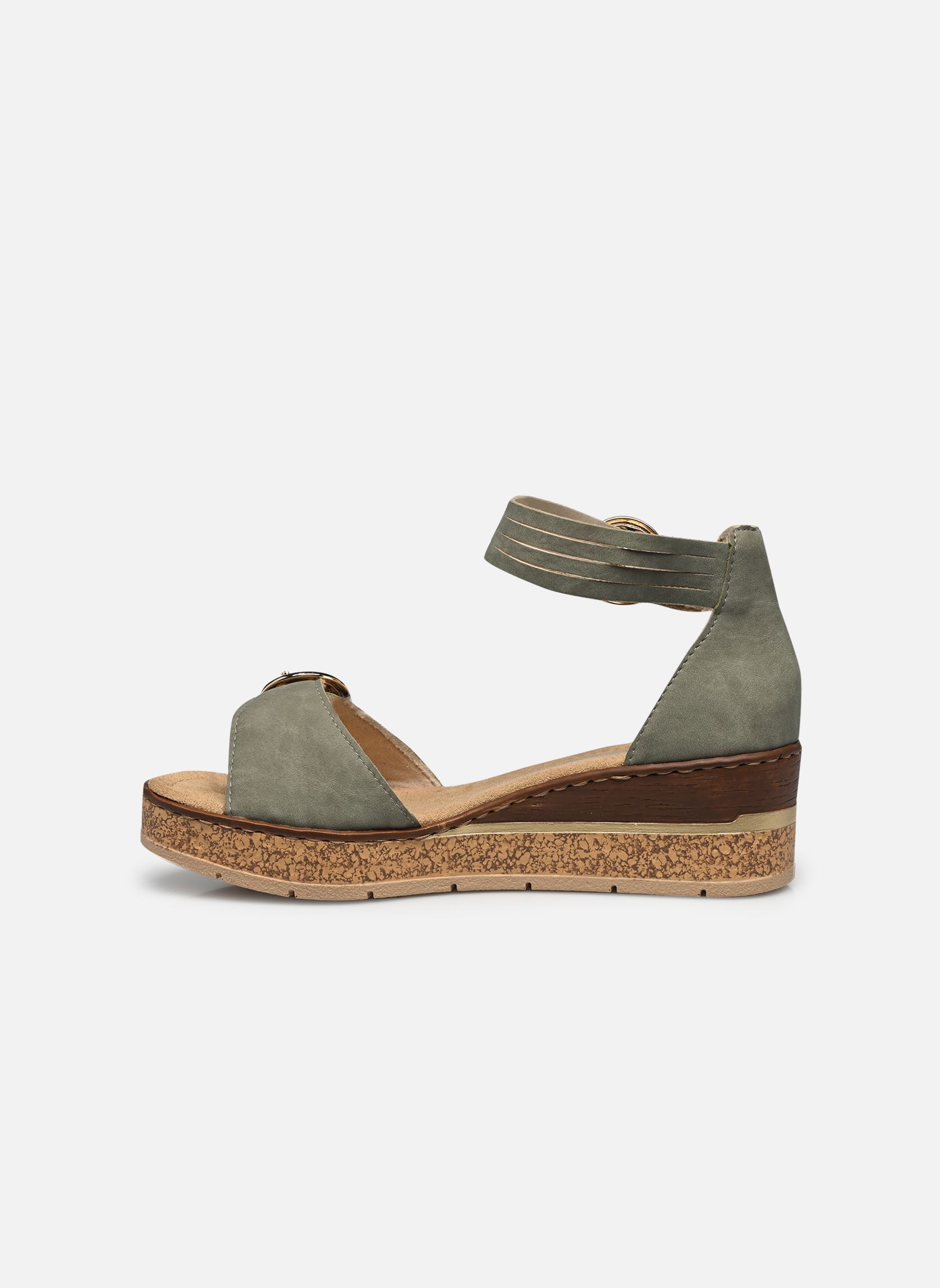 Sandales compensées et plateformes 63780 femme vert Rieker Sandales compensées et plateformes 63780 femme vert VERT