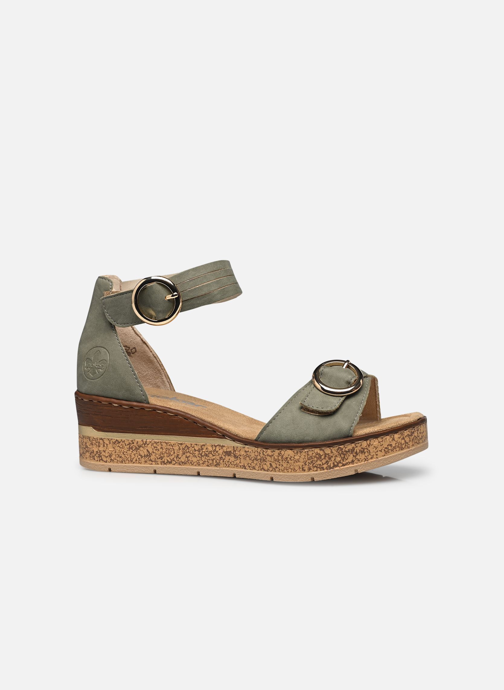 Sandales compensées et plateformes 63780 femme vert Rieker Sandales compensées et plateformes 63780 femme vert VERT
