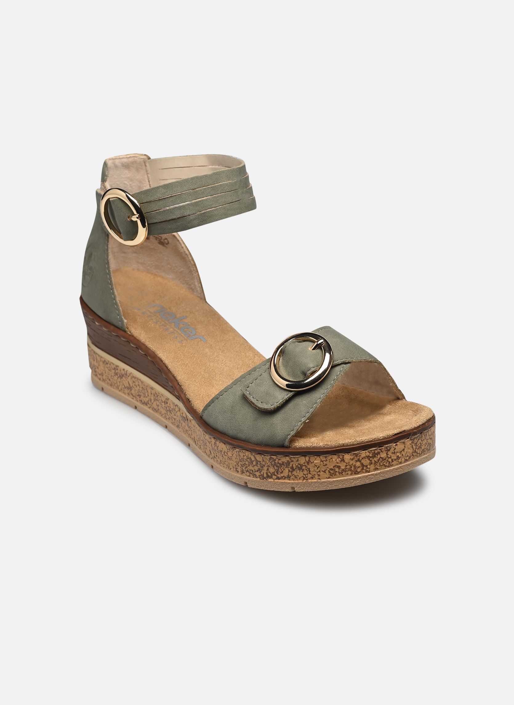 Sandales compensées et plateformes 63780 femme vert Rieker Sandales compensées et plateformes 63780 femme vert VERT