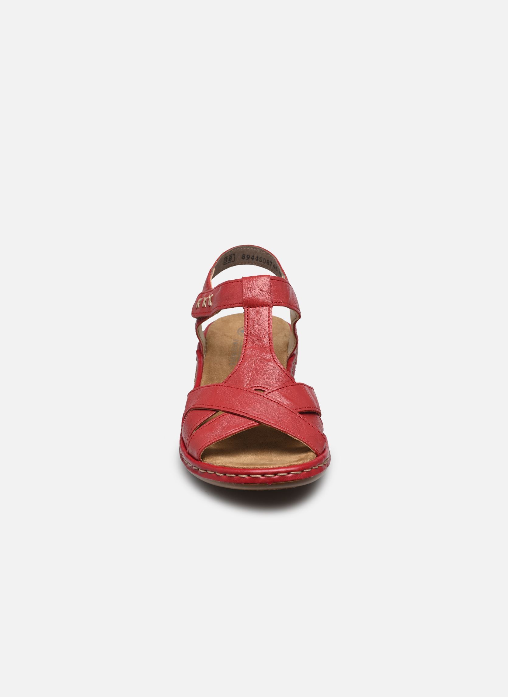 Platte sandalen 65919 dames rood Rieker Platte sandalen 65919 dames rood ROUGE
