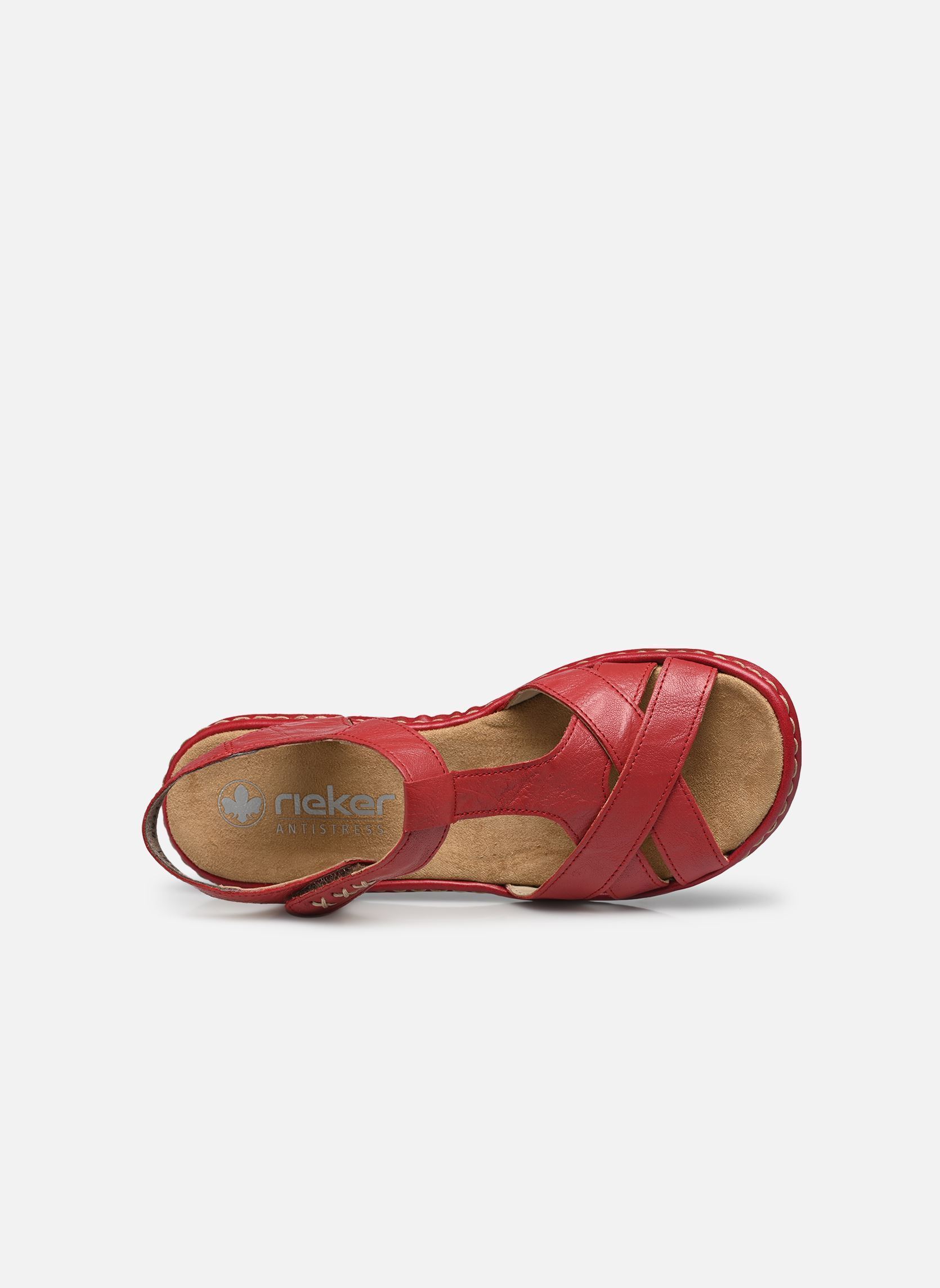 Platte sandalen 65919 dames rood Rieker Platte sandalen 65919 dames rood ROUGE