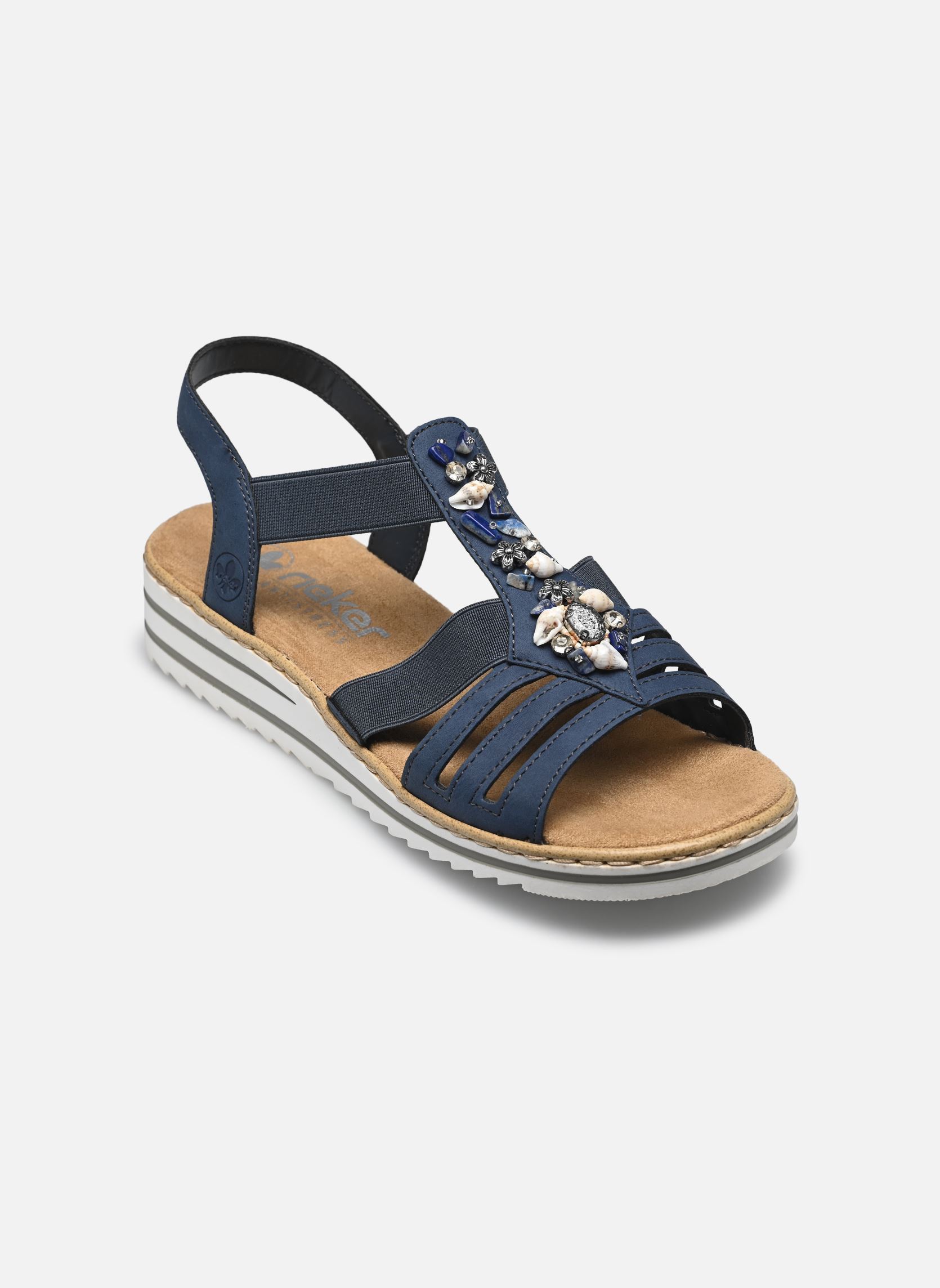 Sandales compensées et plateformes V0649 femme bleu Rieker Sandales compensées et plateformes V0649 femme bleu BLEU