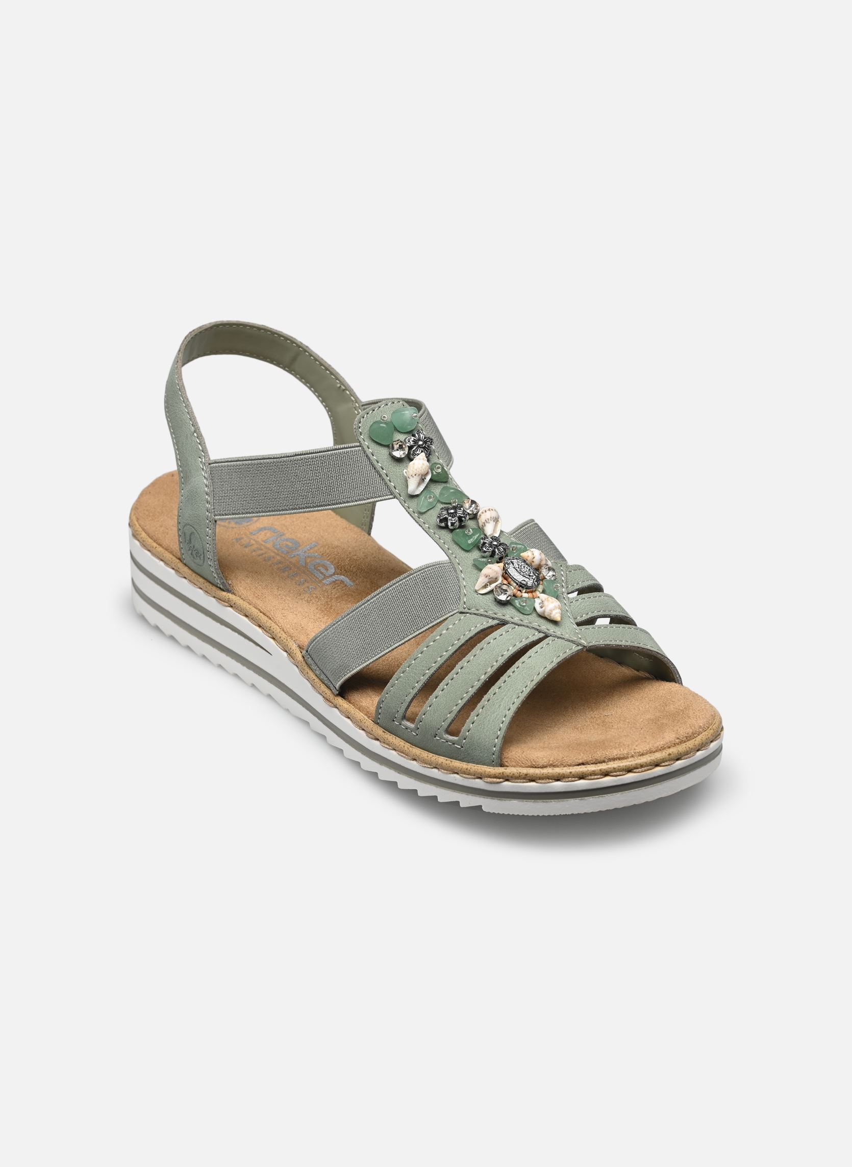 Keil- und Plateausandalen V0649 damen grün Rieker Keil- und Plateausandalen V0649 damen grün VERT