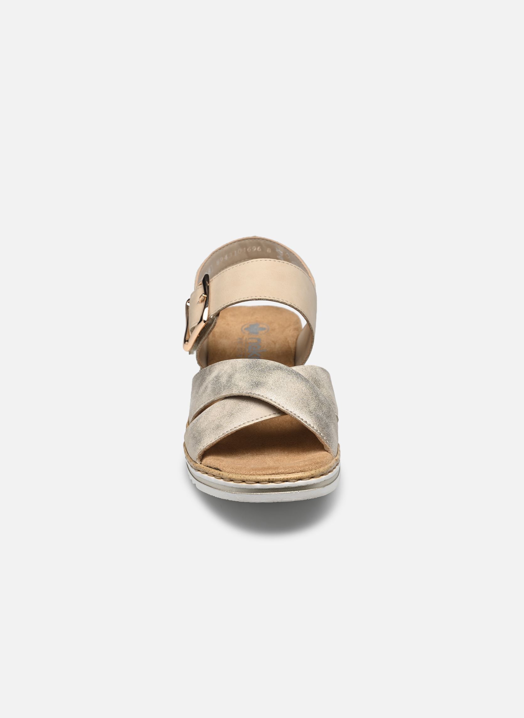 Sandalen met sleehak en plateau V0655 dames beige Rieker Sandalen met sleehak en plateau V0655 dames beige BEIGE