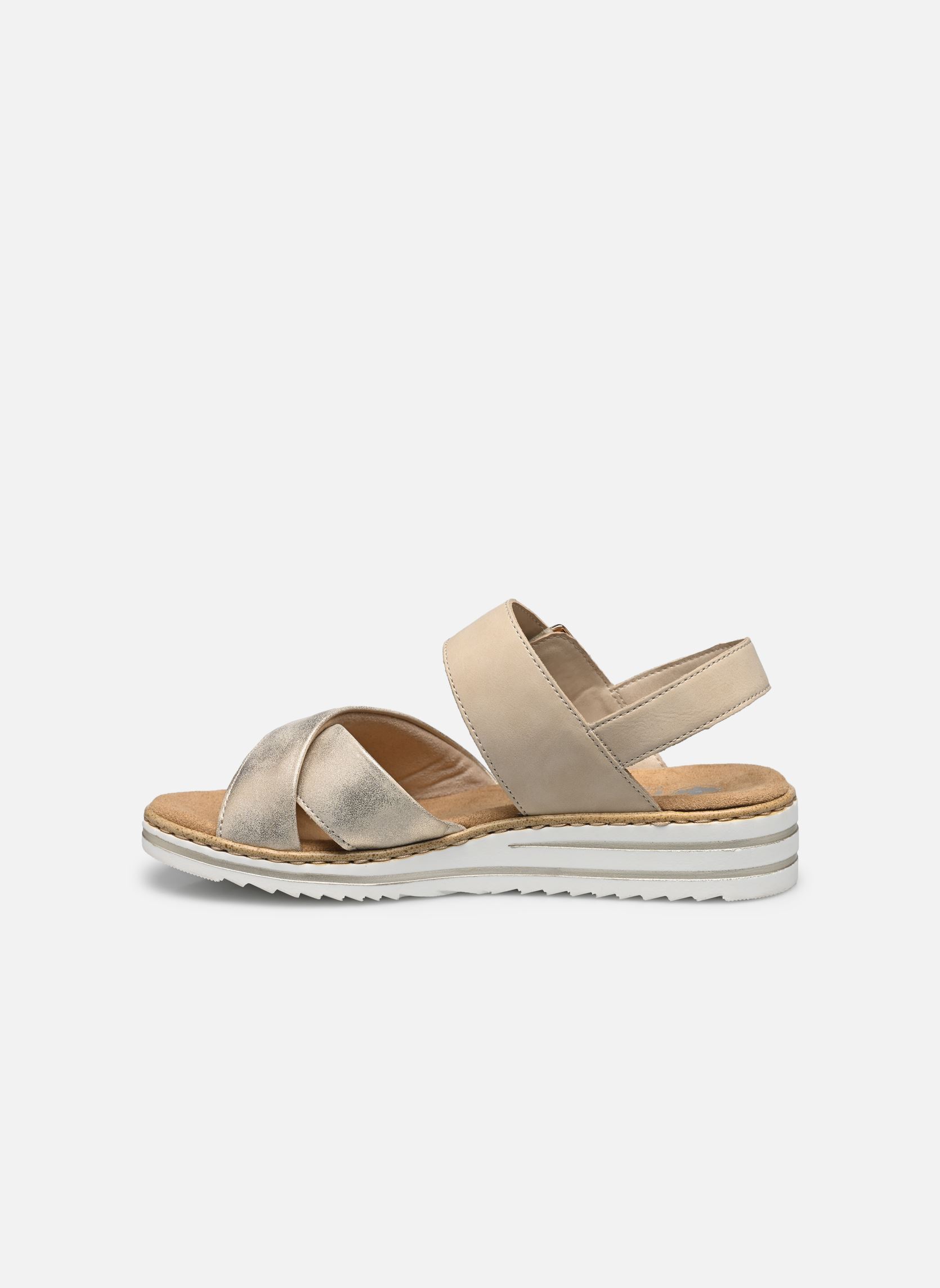 Sandalen met sleehak en plateau V0655 dames beige Rieker Sandalen met sleehak en plateau V0655 dames beige BEIGE