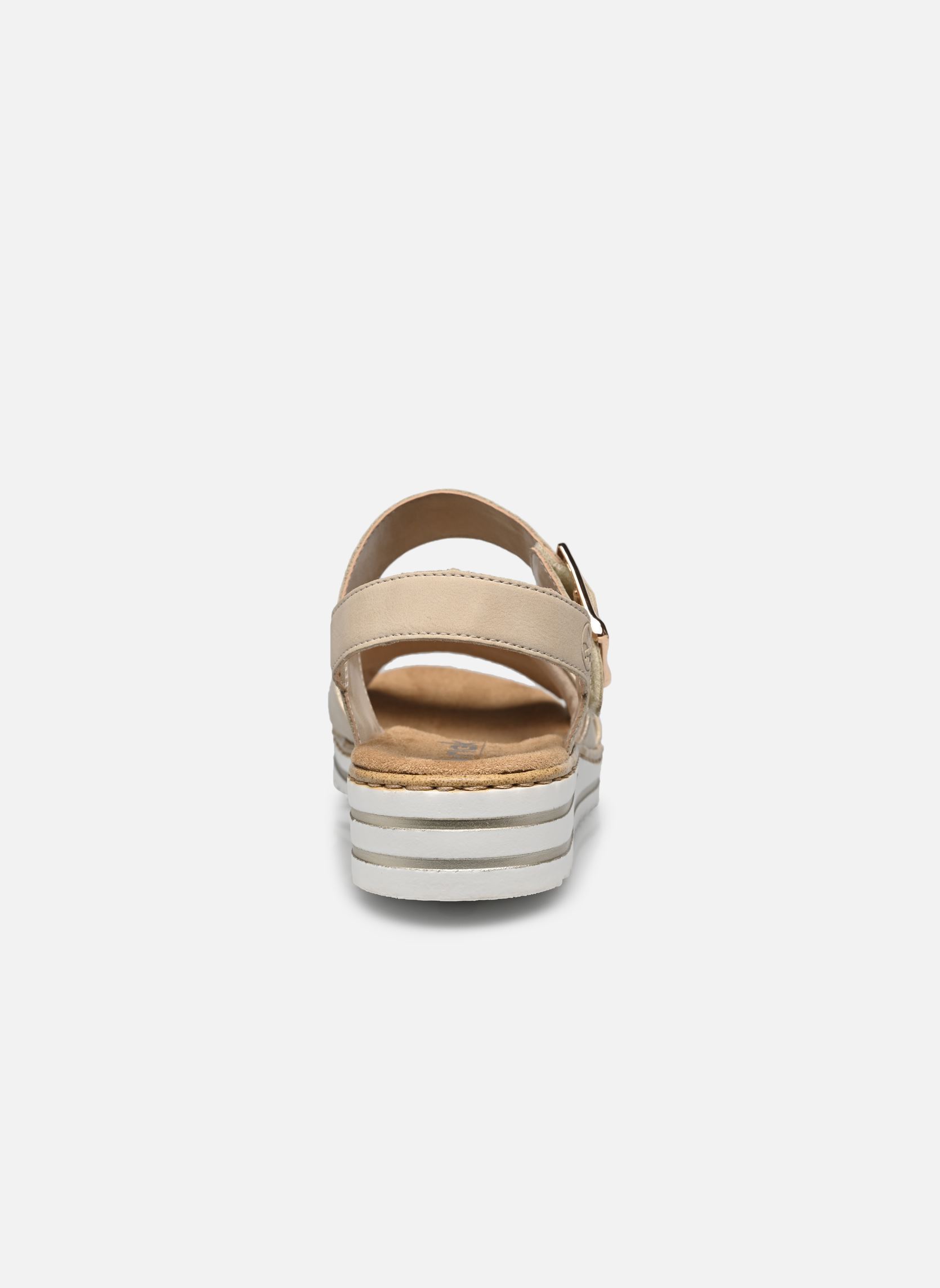 Sandalen met sleehak en plateau V0655 dames beige Rieker Sandalen met sleehak en plateau V0655 dames beige BEIGE