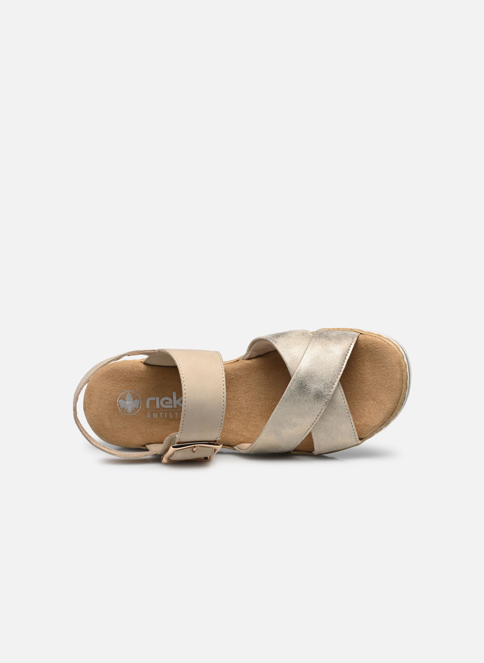 Sandalen met sleehak en plateau V0655 dames beige Rieker Sandalen met sleehak en plateau V0655 dames beige BEIGE
