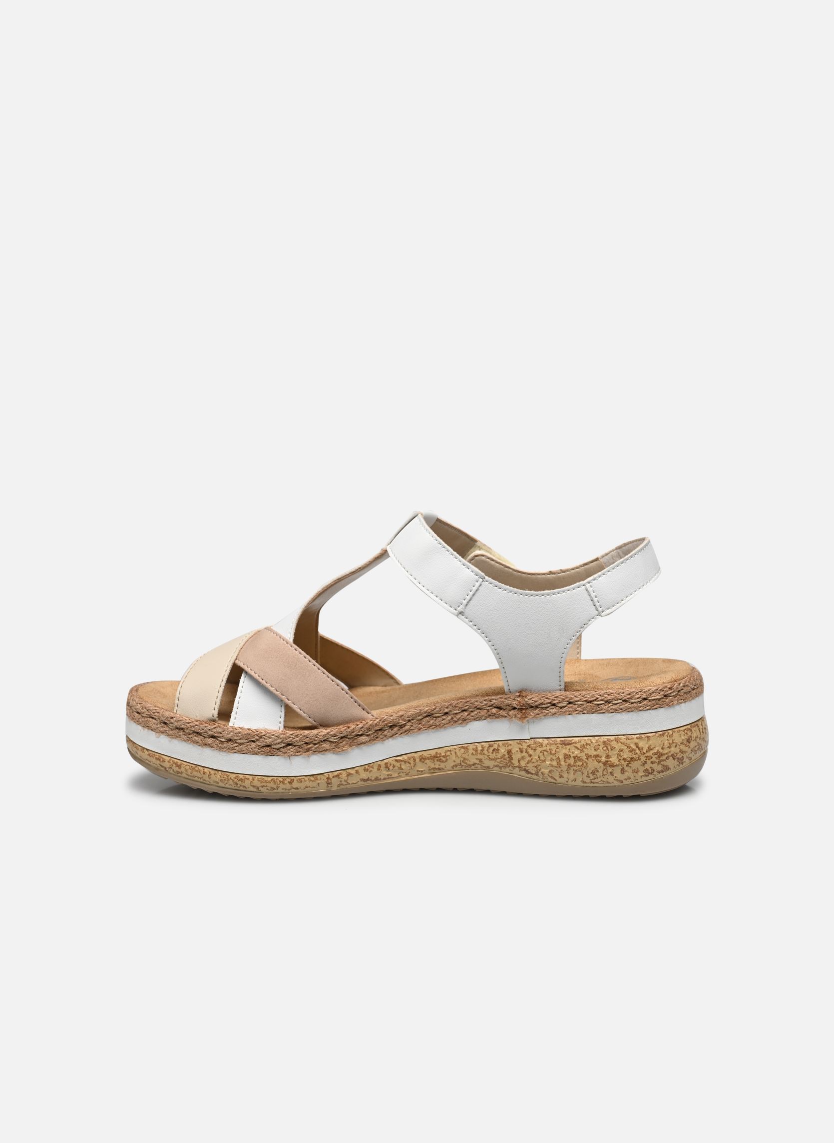 Sandales compensées et plateformes V0919 femme blanc Rieker Sandales compensées et plateformes V0919 femme blanc BLANC COMBINE