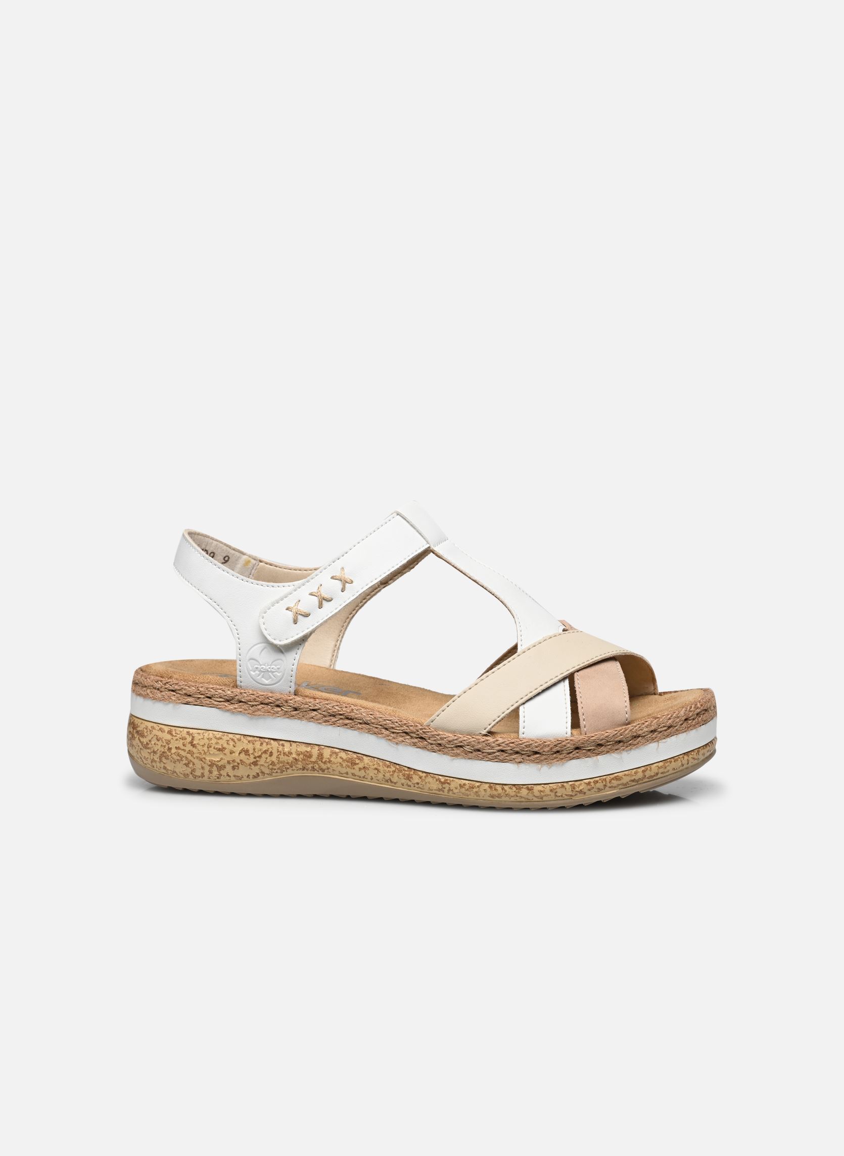 Sandales compensées et plateformes V0919 femme blanc Rieker Sandales compensées et plateformes V0919 femme blanc BLANC COMBINE
