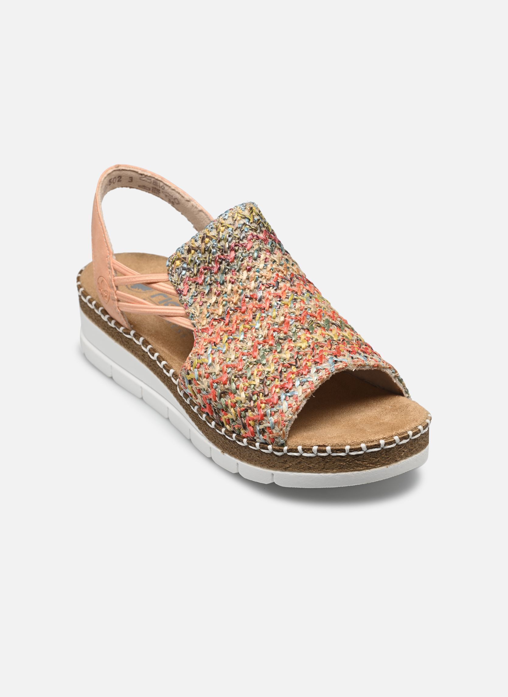 Rieker Sandali Con Zeppa Donna – Tomaia Elastica Cachi E Cinturino Beige – Comodi E Slip-on