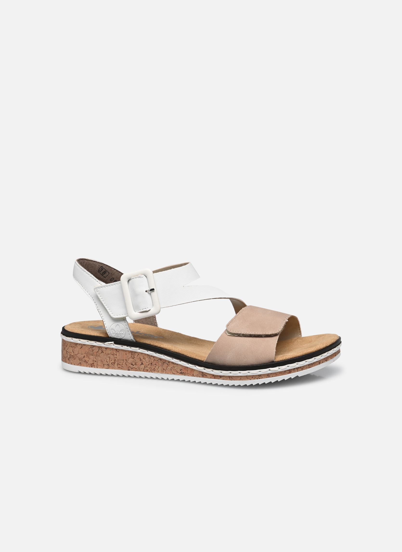 Sandalias y plataformas de cuña V3660 mujer beige Rieker Sandalias y plataformas de cuña V3660 mujer beige BEIGE COMBINE