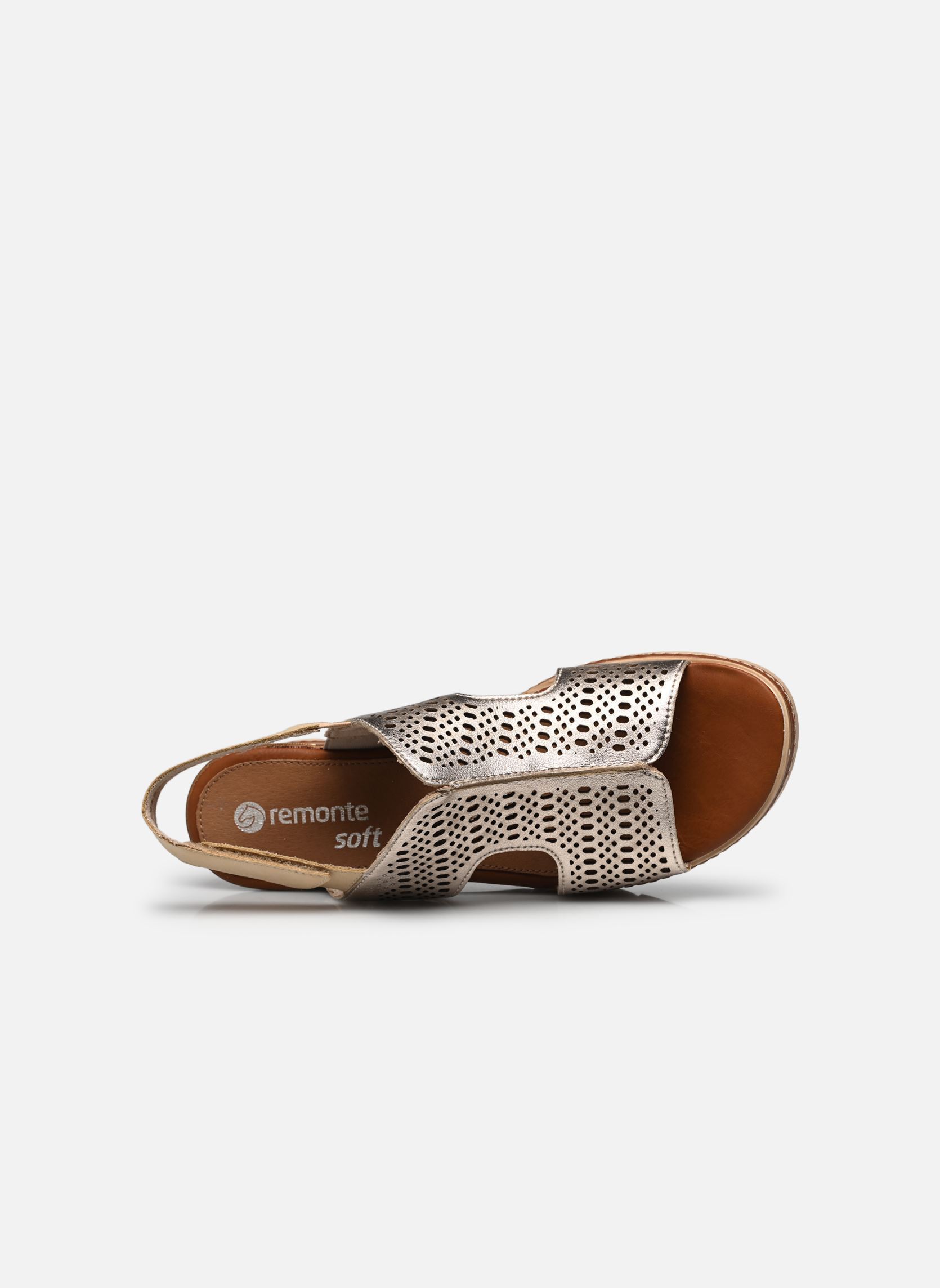Sandalen met sleehak en plateau D2L56 dames goud en brons Remonte Sandalen met sleehak en plateau D2L56 dames goud en brons METALLIQUE