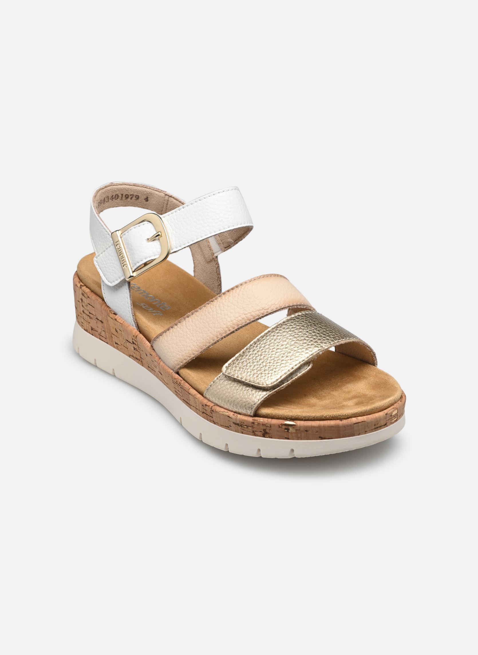 Sandales compensées et plateformes D2P50 femme blanc Remonte Sandales compensées et plateformes D2P50 femme blanc BLANC COMBINE