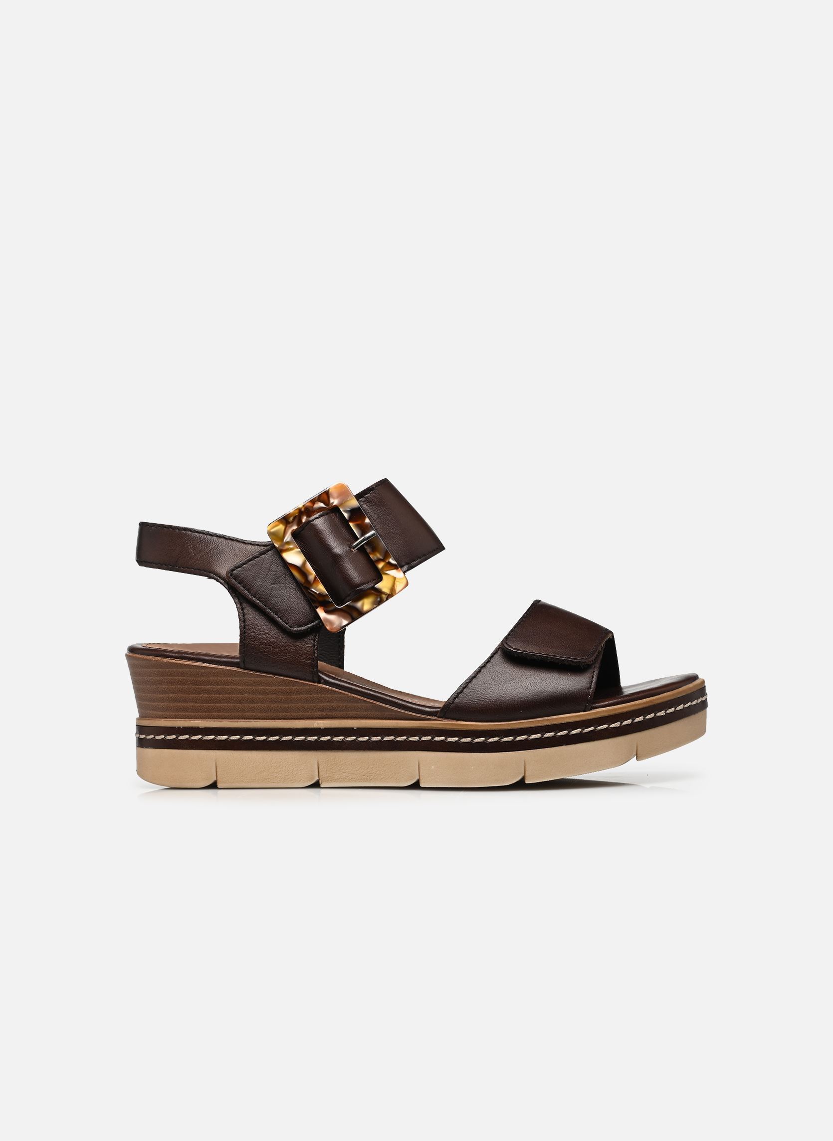 Sandalen met sleehak en plateau D2L53 dames bruin Remonte Sandalen met sleehak en plateau D2L53 dames bruin MORO