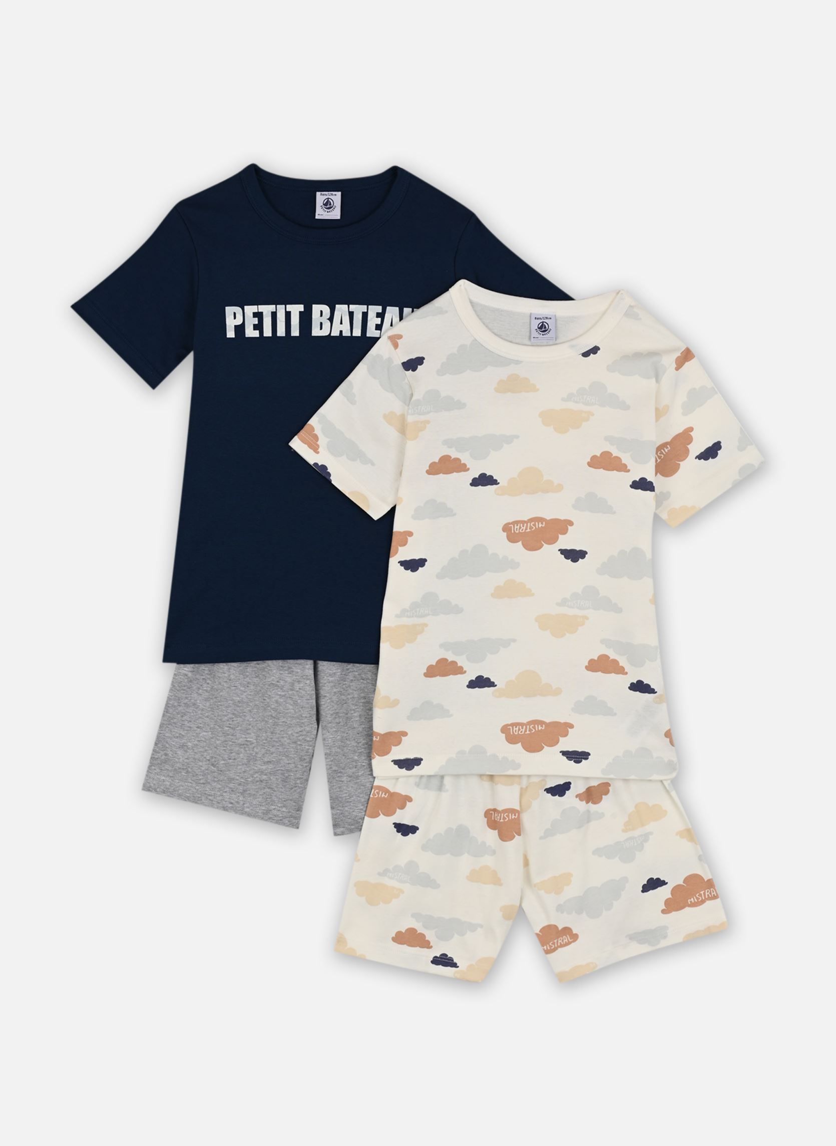Vêtements Petit Bateau 2 Pyjacourts A0D7C00 Lot Nuage pour Accessoires
