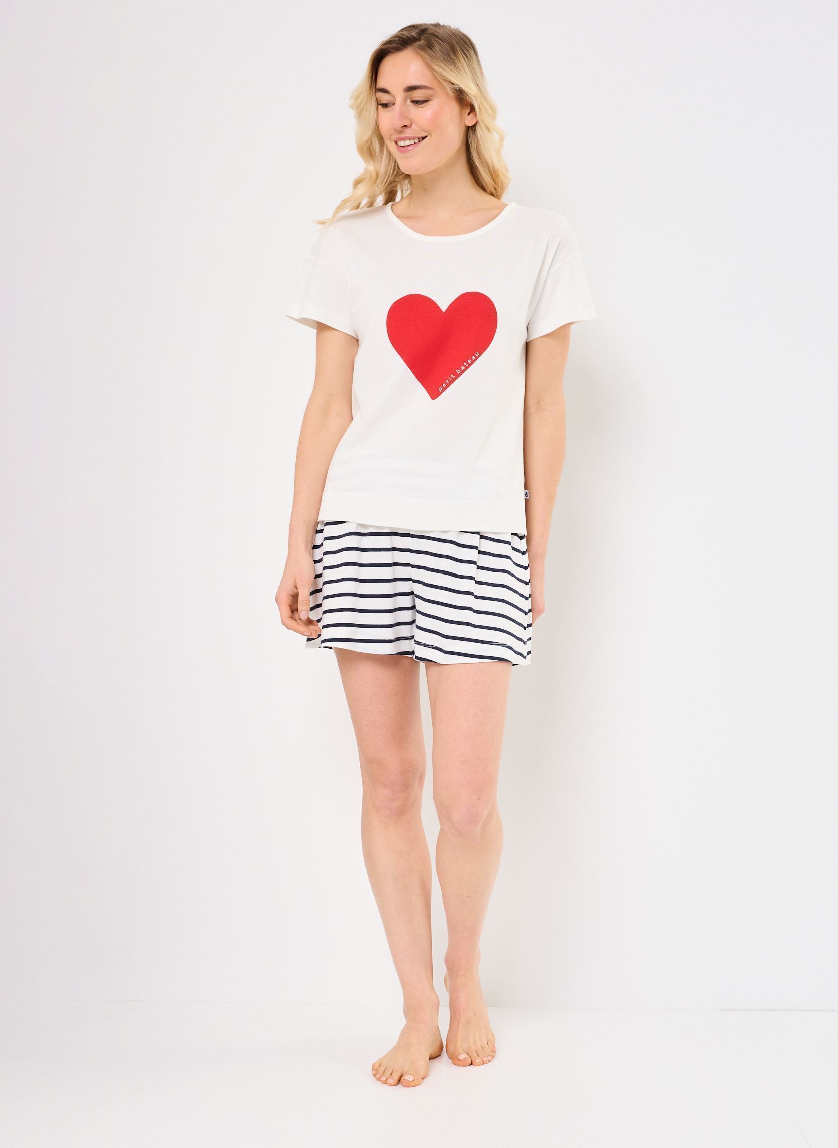 Dames Pyjacourt Brune dames wit Petit Bateau Dames Pyjacourt Brune dames wit MARSHMALLOWSMOKING