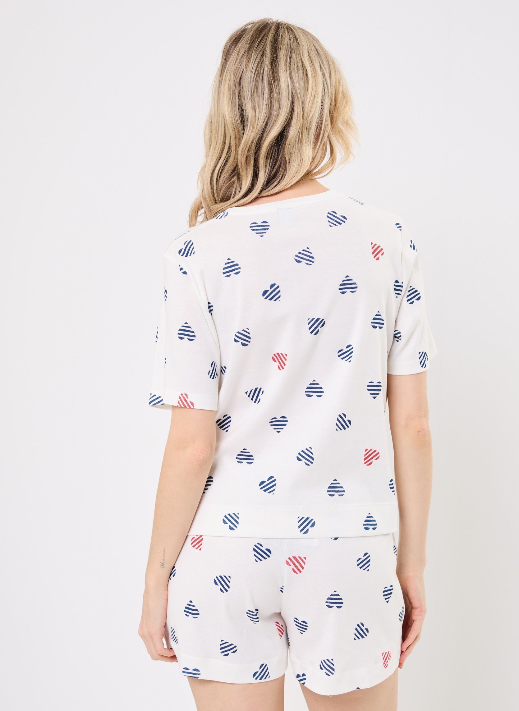 Kleding Pyjacourt Britania dames wit Petit Bateau Kleding Pyjacourt Britania dames wit MARSHMALLOW/MULTICO