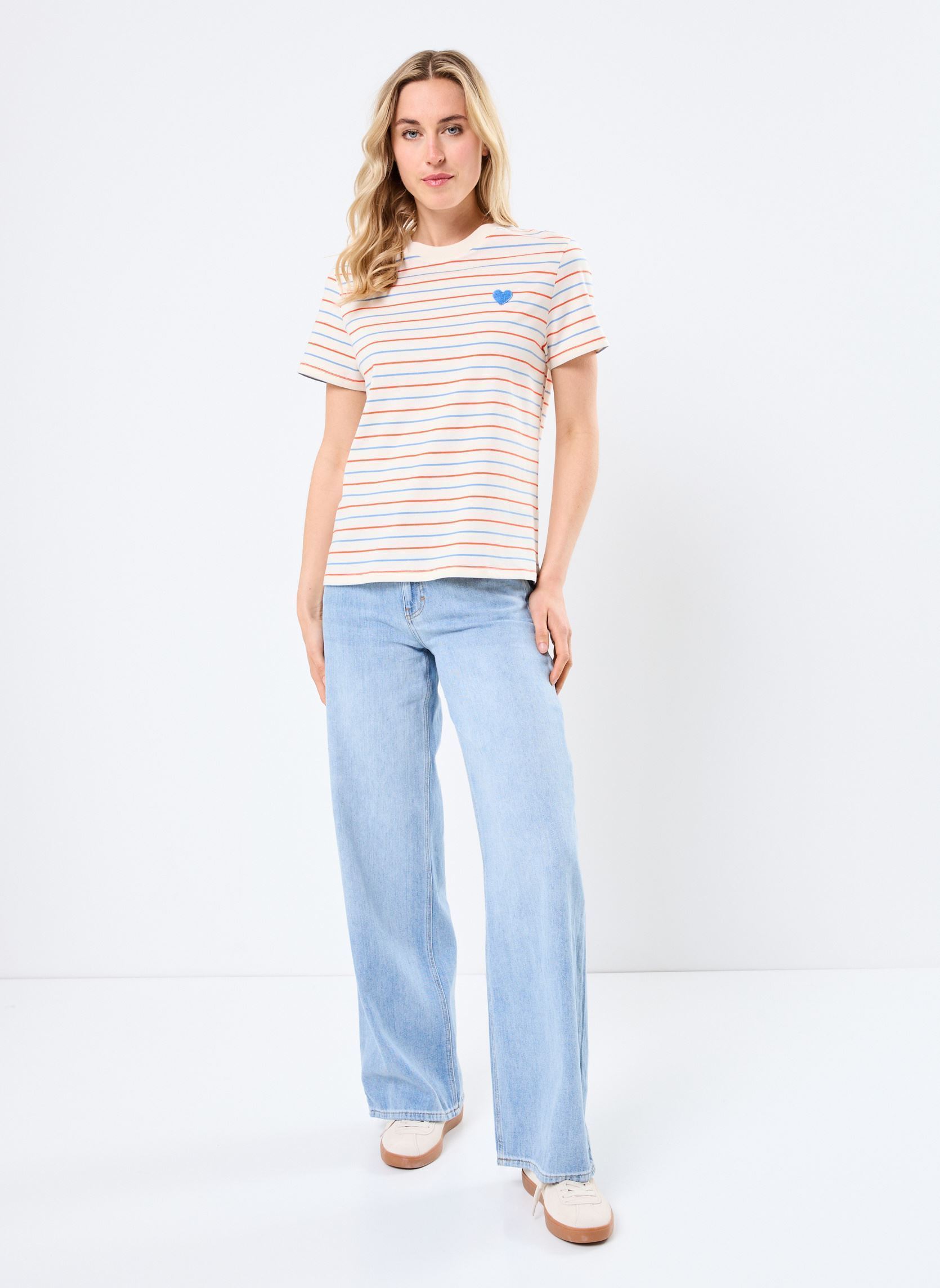 Tee-shirts manches courtes T-shirt droit manches courtes col rond femme blanc Petit Bateau Tee-shirts manches courtes T-shirt droit manches courtes col rond femme blanc Avalanche/Multico
