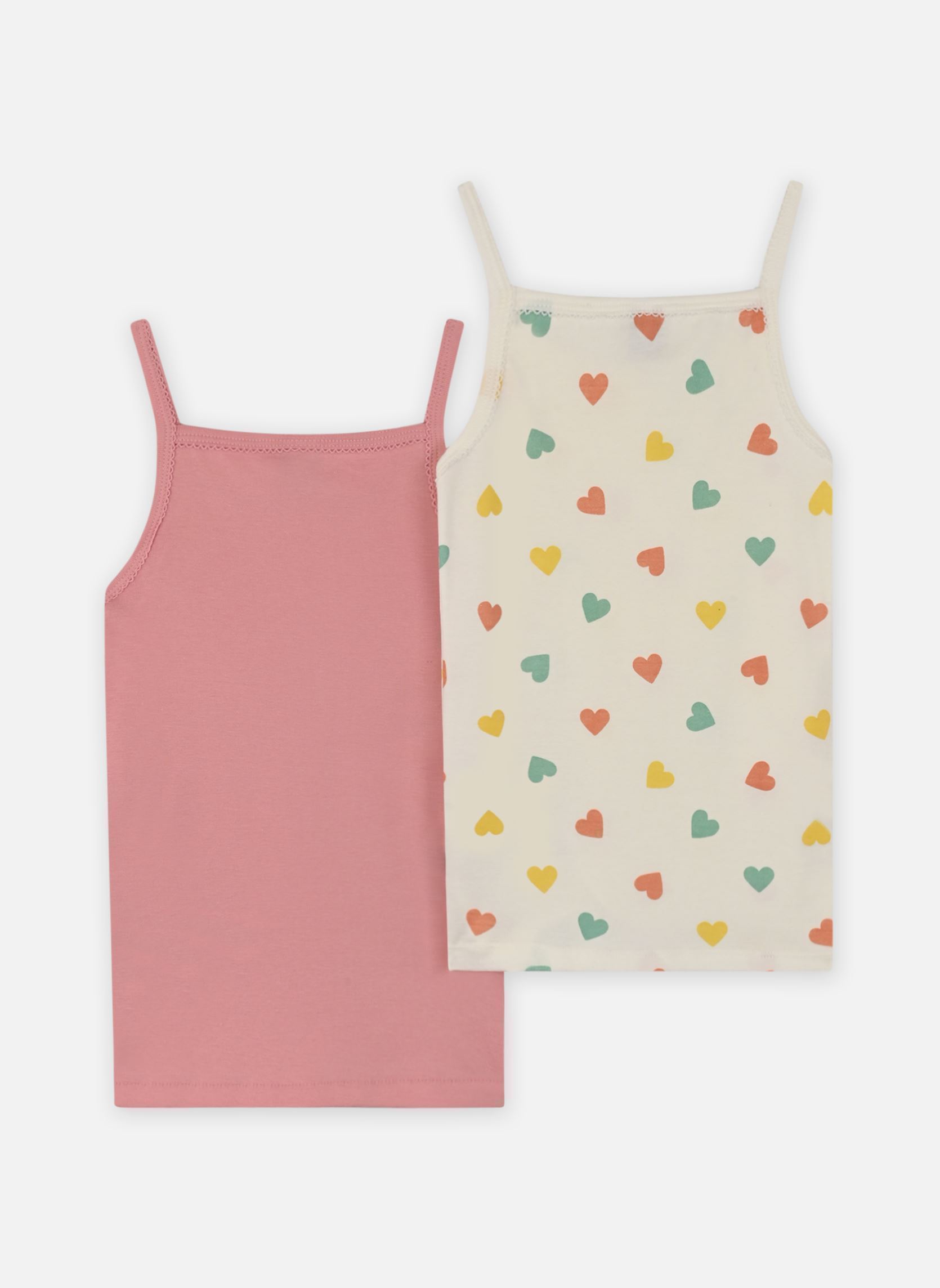 SEAUR Camisoles Coton Fille Débardeur à Fines Bretelles Pour Enfant 3-14 Ans Respirant Lot De 2 Tantop Hauts D'Été 110