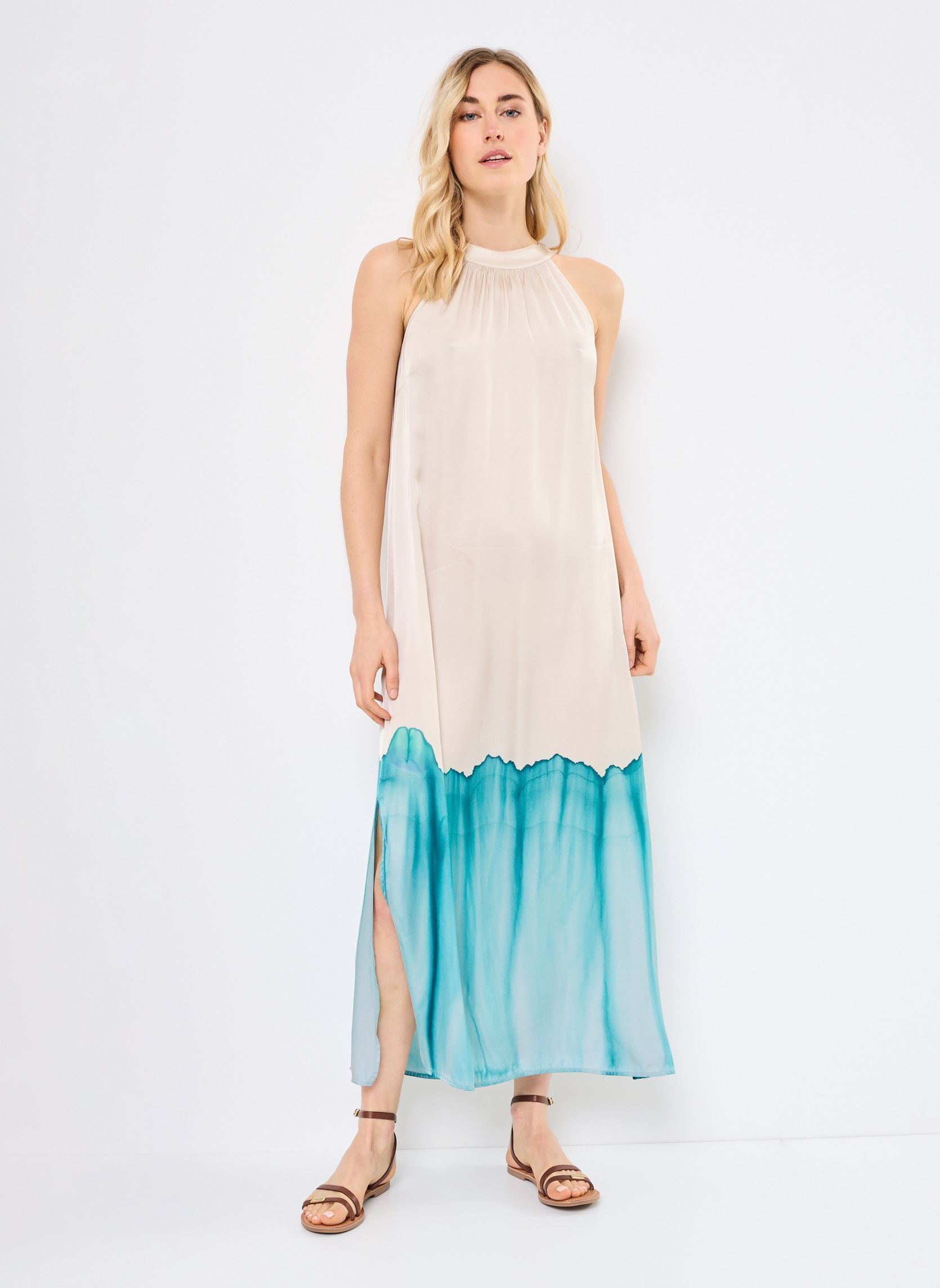 Robes longues FJ-RO-VACANCE-R femme bleu La Fée Maraboutée Robes longues FJ-RO-VACANCE-R femme bleu BRUME/LAGUNE
