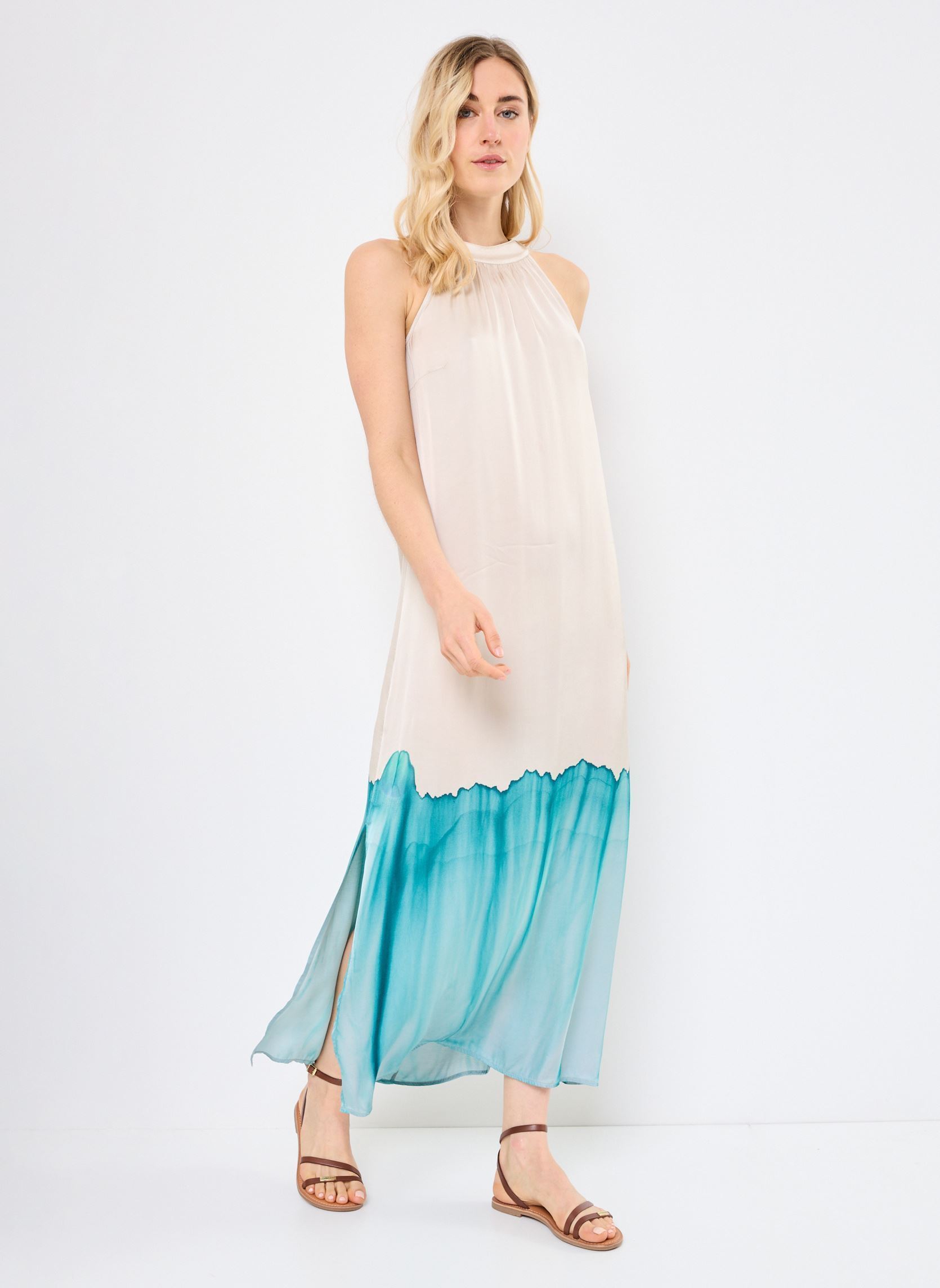 Robes longues FJ-RO-VACANCE-R femme bleu La Fée Maraboutée Robes longues FJ-RO-VACANCE-R femme bleu BRUME/LAGUNE