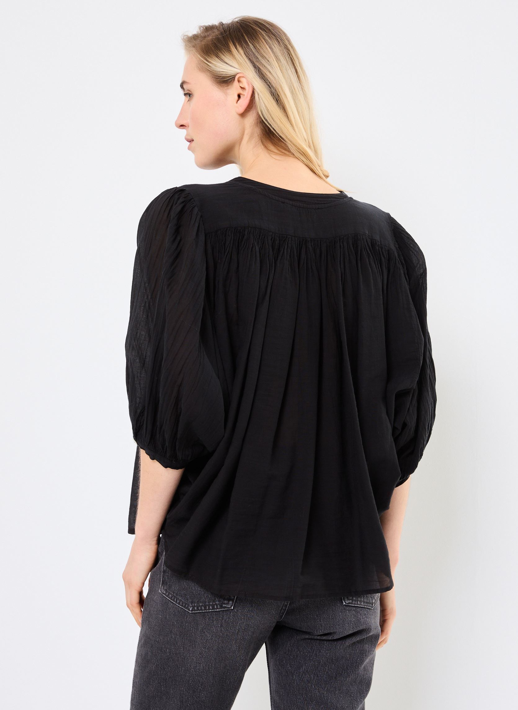 Langarm-Blusen FJ-CH-DOUWINA-V damen schwarz La Fée Maraboutée Langarm-Blusen FJ-CH-DOUWINA-V damen schwarz Noir
