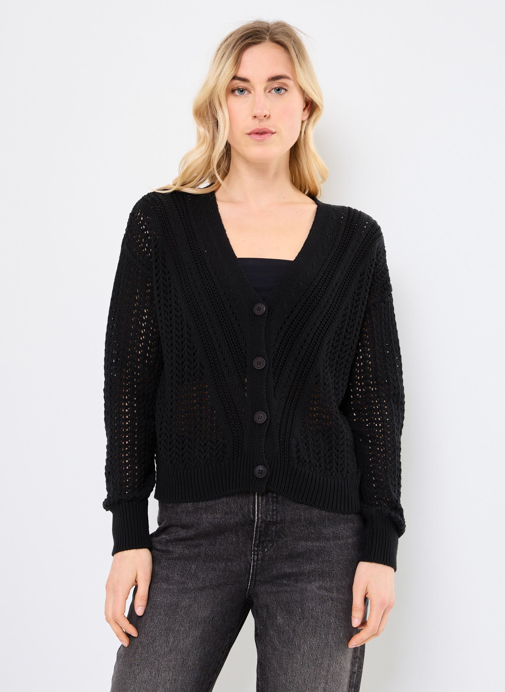 Gilets FJ-GI-DESIGN femme noir La Fée Maraboutée Gilets FJ-GI-DESIGN femme noir Noir