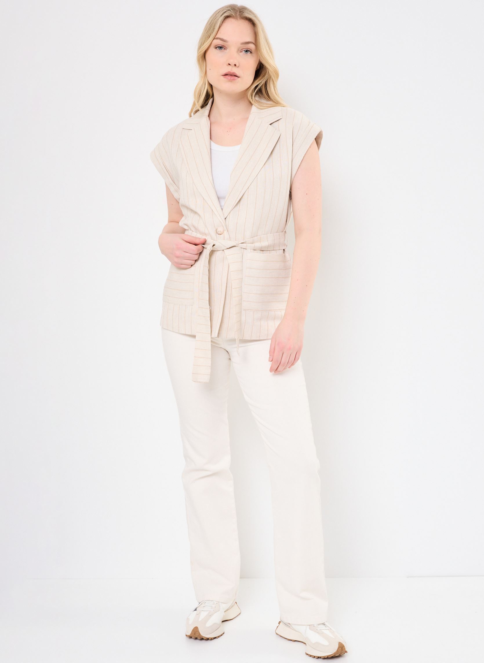 Giacche senza maniche FJ-VE-DARIO-G donna beige La Fée Maraboutée Giacche senza maniche FJ-VE-DARIO-G donna beige ECRU/FICELLE