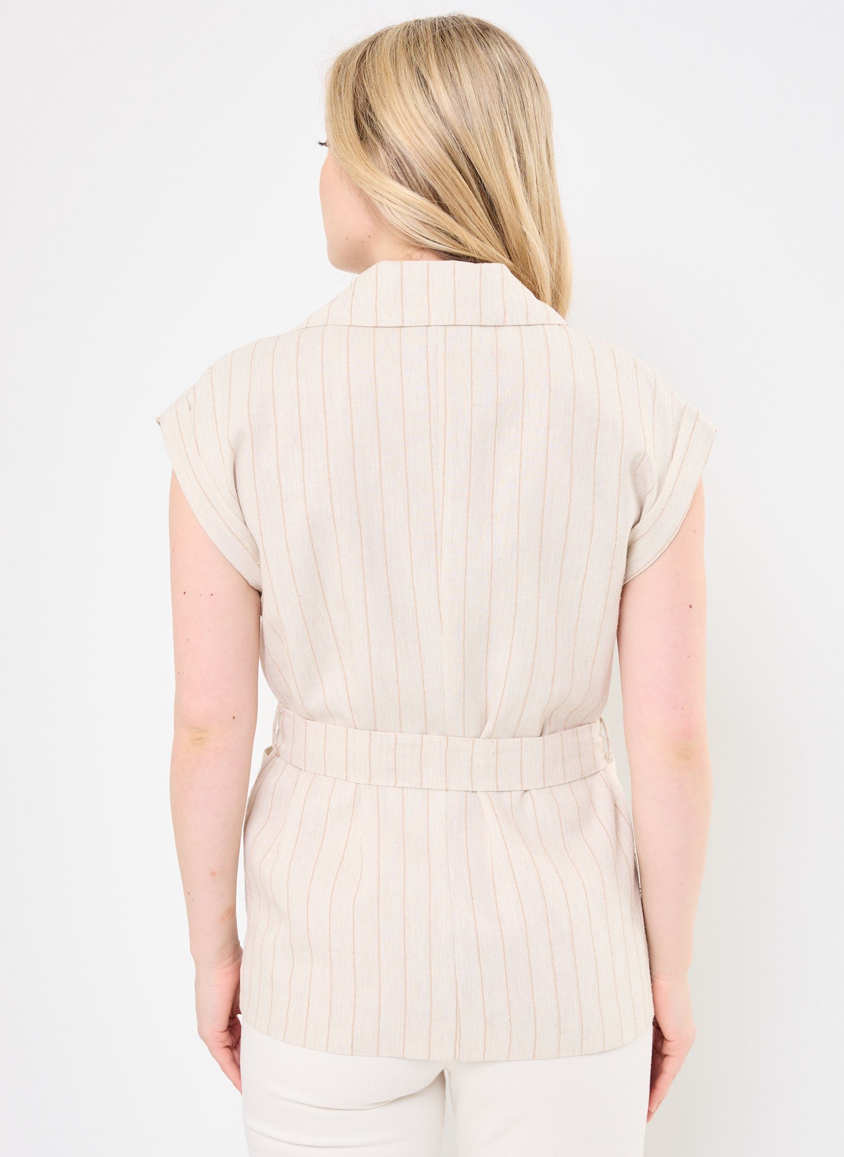 Giacche senza maniche FJ-VE-DARIO-G donna beige La Fée Maraboutée Giacche senza maniche FJ-VE-DARIO-G donna beige ECRU/FICELLE