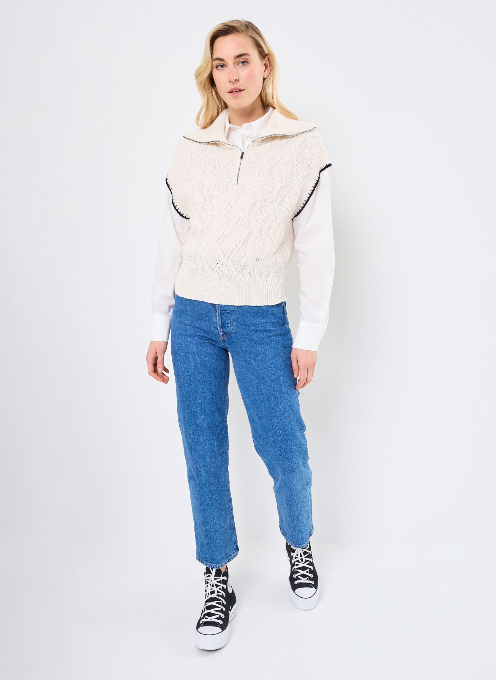 Pulls FJ-PU-DAVOS femme blanc La Fée Maraboutée Pulls FJ-PU-DAVOS femme blanc ECRU/STORMY