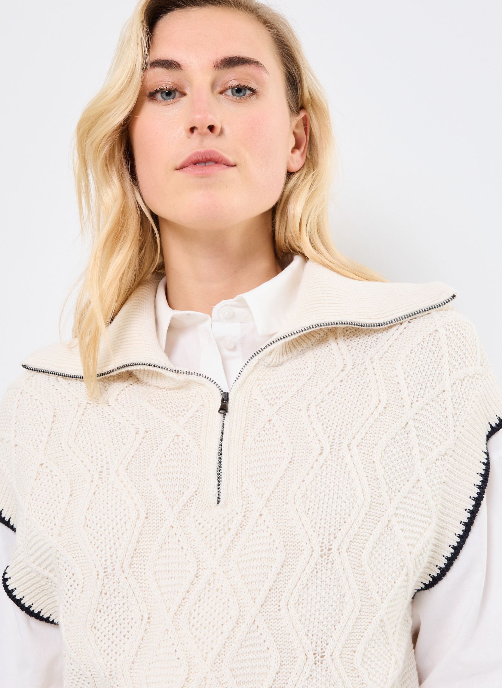Pulls FJ-PU-DAVOS femme blanc La Fée Maraboutée Pulls FJ-PU-DAVOS femme blanc ECRU/STORMY