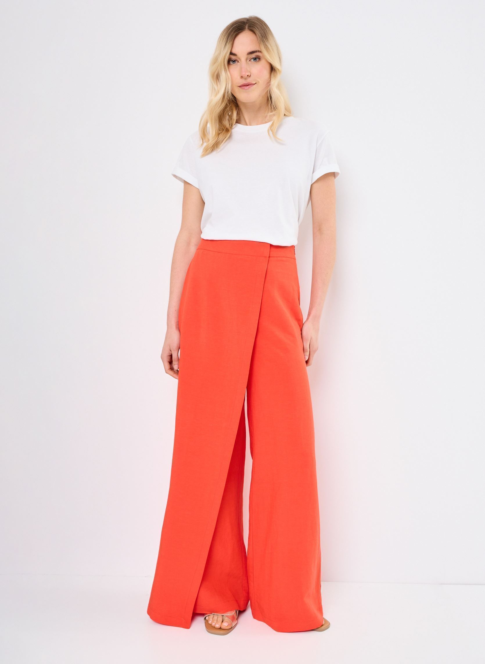Pantalones anchos FJ-PA-DOMINGO-V mujer naranja La Fée Maraboutée Pantalones anchos FJ-PA-DOMINGO-V mujer naranja Coquelicot