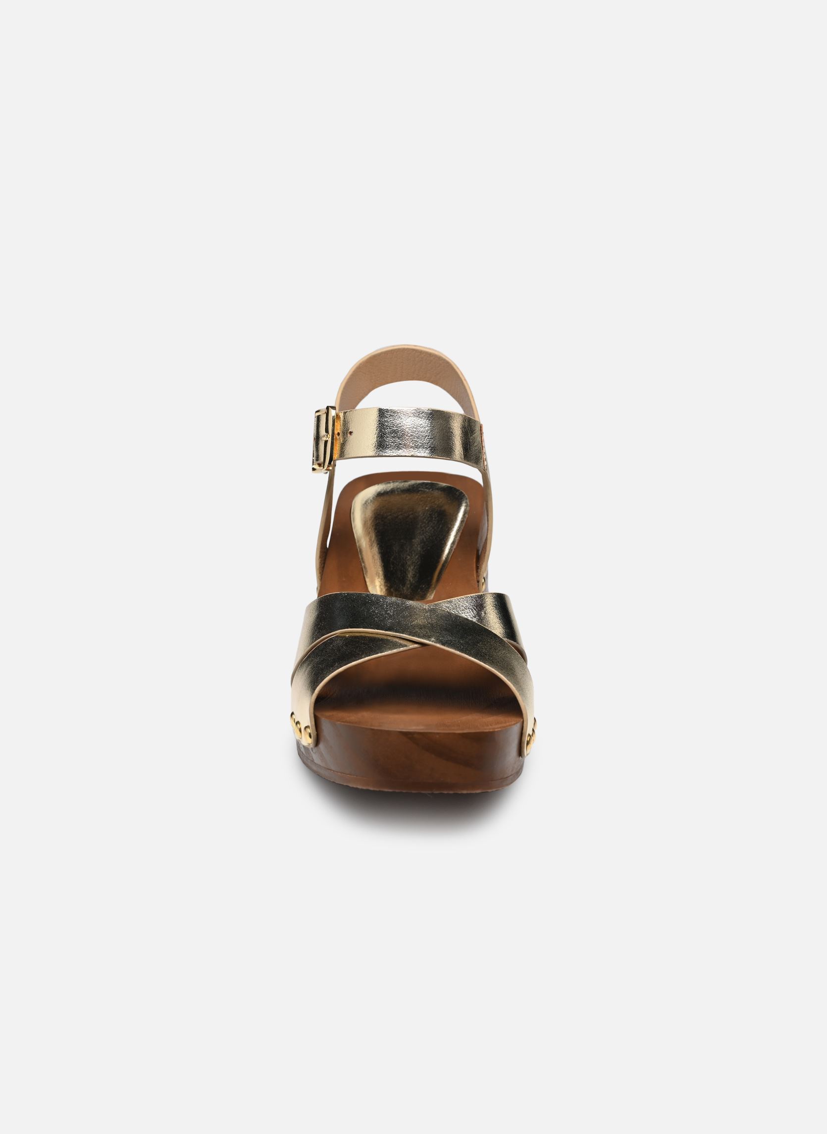 Sandalen met sleehak en plateau FJ-AS-DIANDI dames goud en brons La Fée Maraboutée Sandalen met sleehak en plateau FJ-AS-DIANDI dames goud en brons DORE