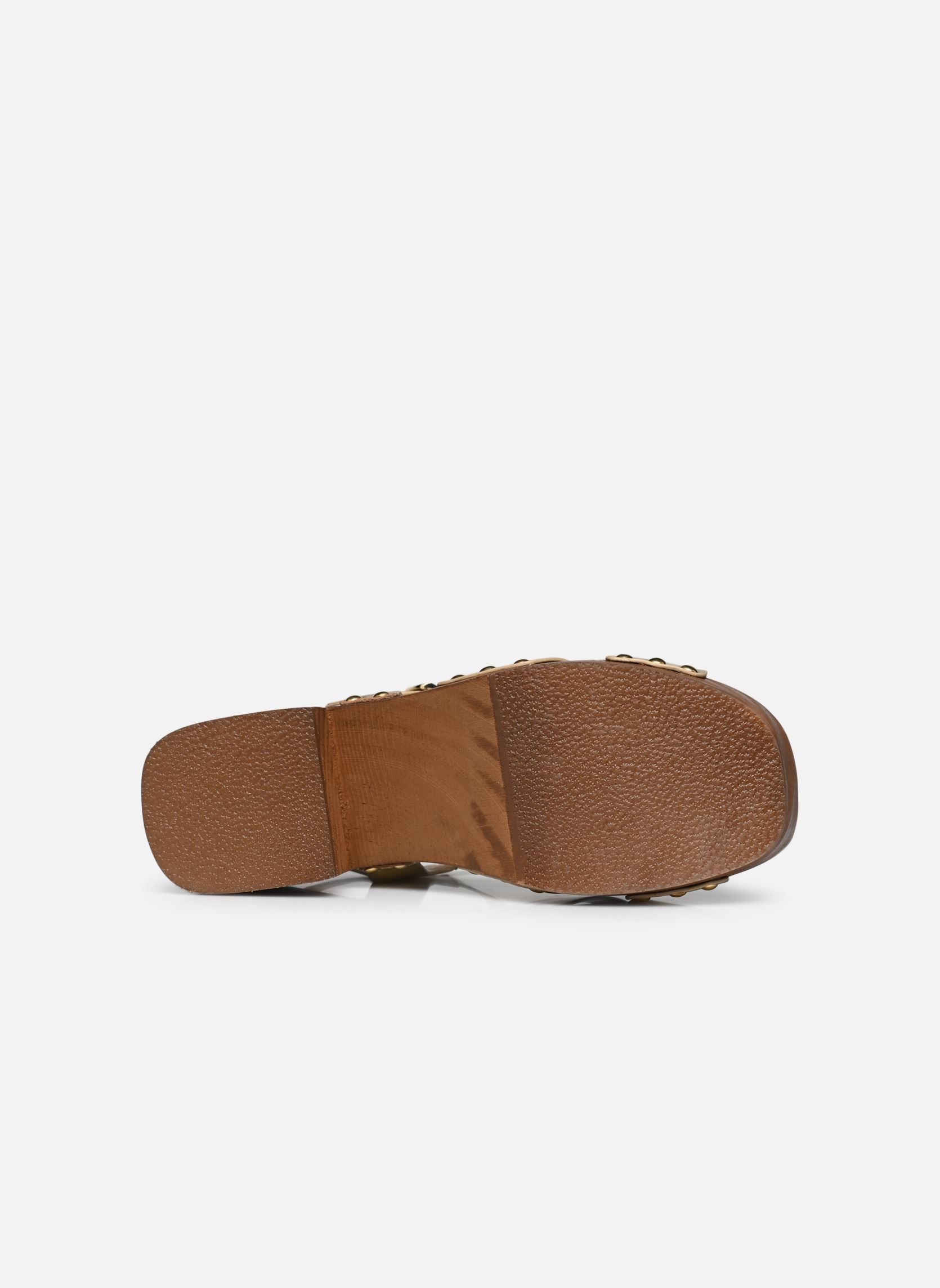 Sandalen met sleehak en plateau FJ-AS-DIANDI dames goud en brons La Fée Maraboutée Sandalen met sleehak en plateau FJ-AS-DIANDI dames goud en brons DORE