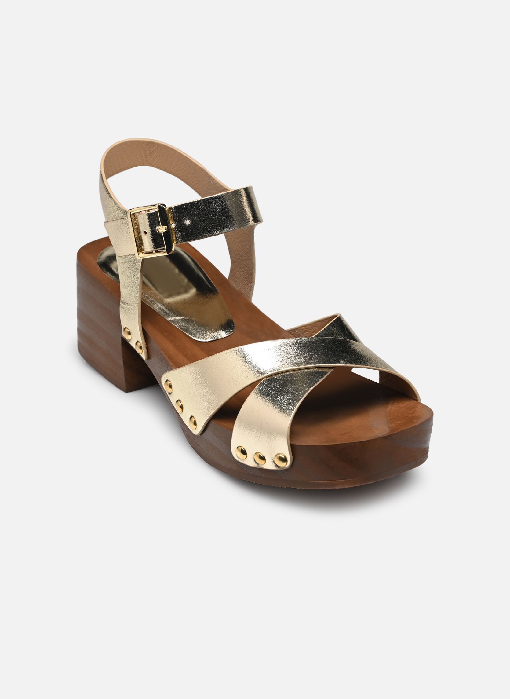 Sandalen met sleehak en plateau FJ-AS-DIANDI dames goud en brons La Fée Maraboutée Sandalen met sleehak en plateau FJ-AS-DIANDI dames goud en brons DORE