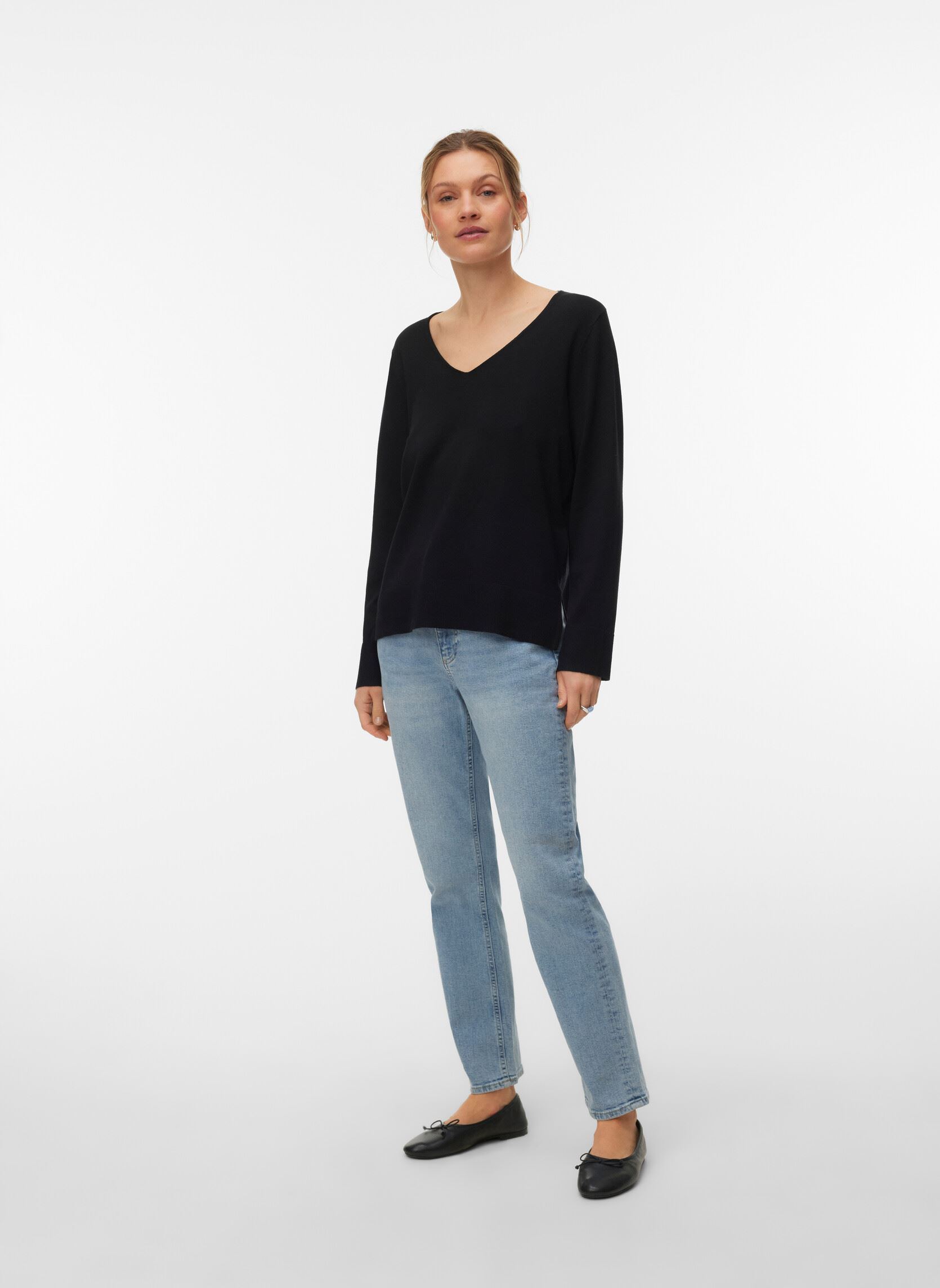 Pullover VMSILJE LS V-NECK PULLOVER GA NOOS damen schwarz Vero Moda Pullover VMSILJE LS V-NECK PULLOVER GA NOOS damen schwarz Black