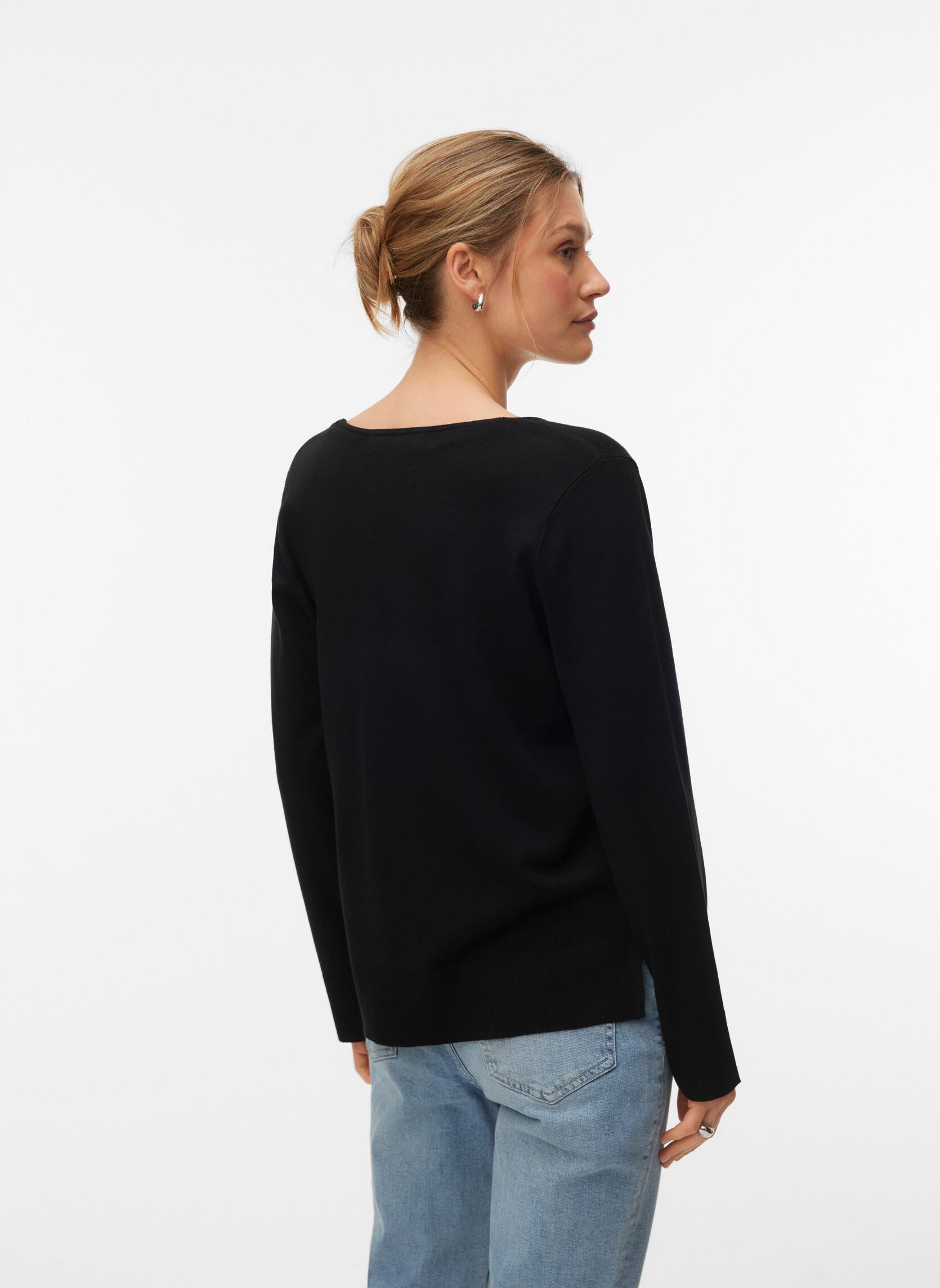 Pullover VMSILJE LS V-NECK PULLOVER GA NOOS damen schwarz Vero Moda Pullover VMSILJE LS V-NECK PULLOVER GA NOOS damen schwarz Black