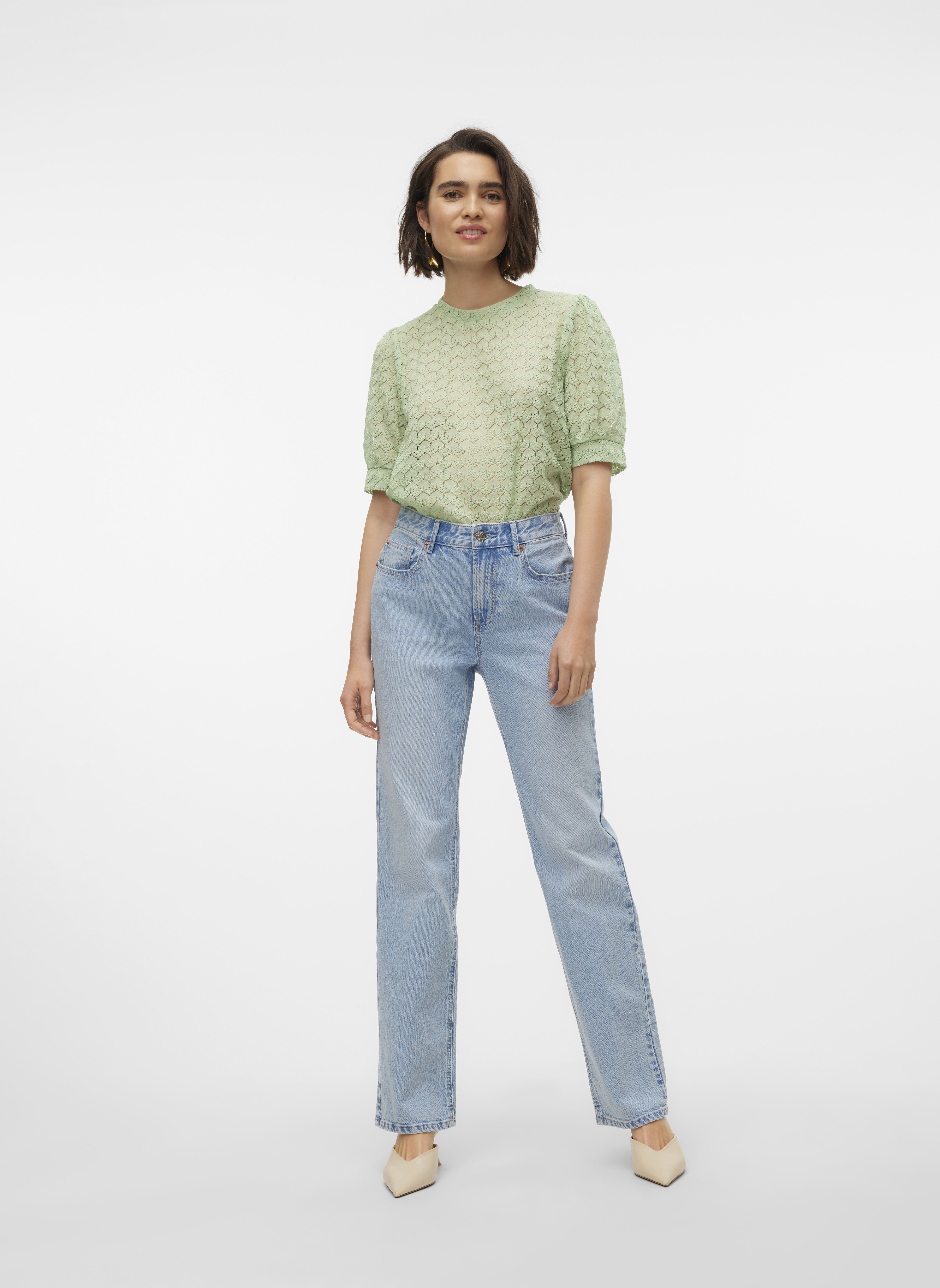 Jeans droit VMTESSA HR STRAIGHT JEANS LI3010 GA NOOS femme bleu Vero Moda Jeans droit VMTESSA HR STRAIGHT JEANS LI3010 GA NOOS femme bleu LIGHT BLUE DENIM