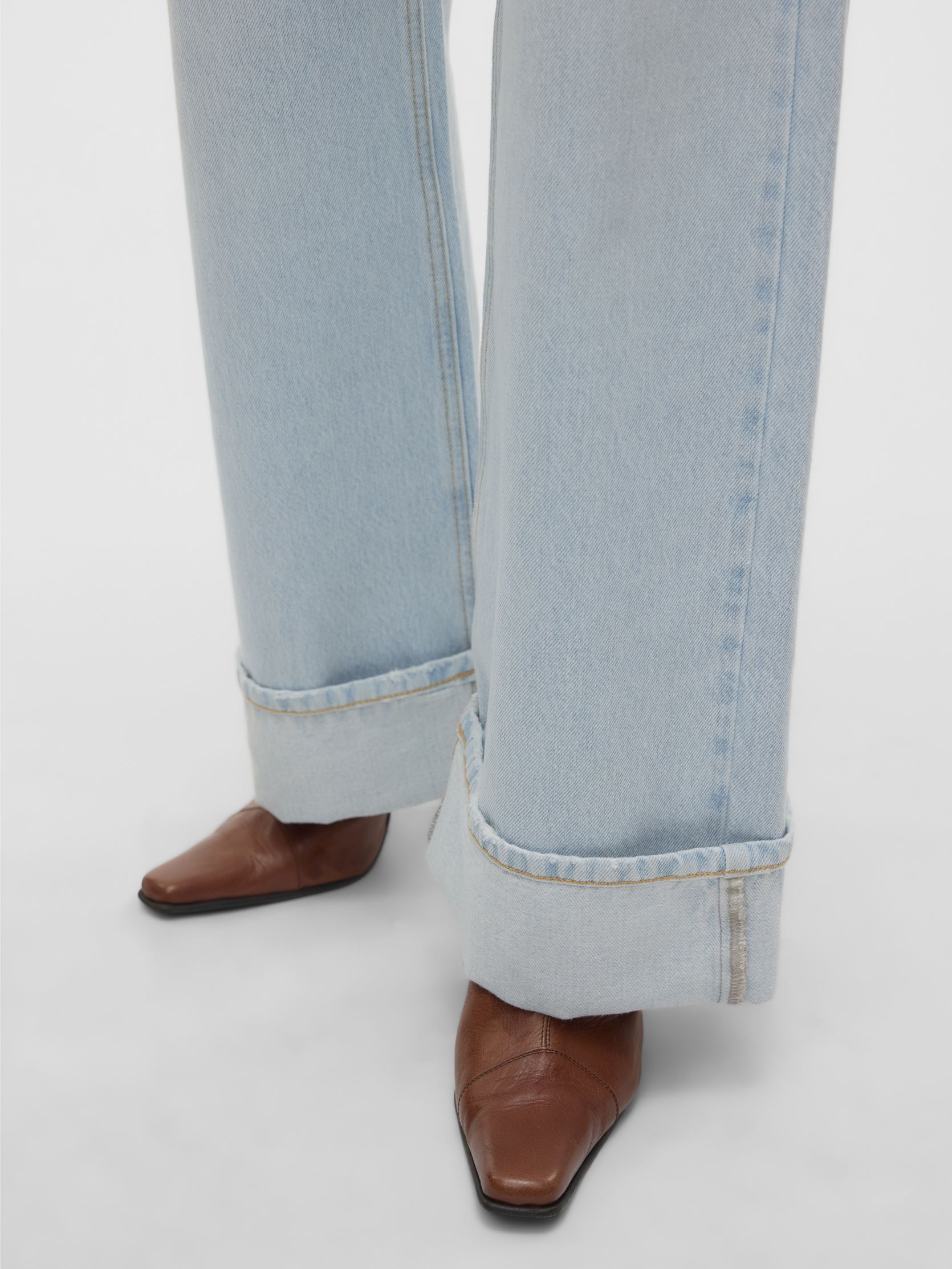 Wijde jeans / Flared Jeans VMKATHY SHR WIDE FOLD UP DNM JEAN LI3168 dames blauw Vero Moda Wijde jeans / Flared Jeans VMKATHY SHR WIDE FOLD UP DNM JEAN LI3168 dames blauw Light Blue Denim