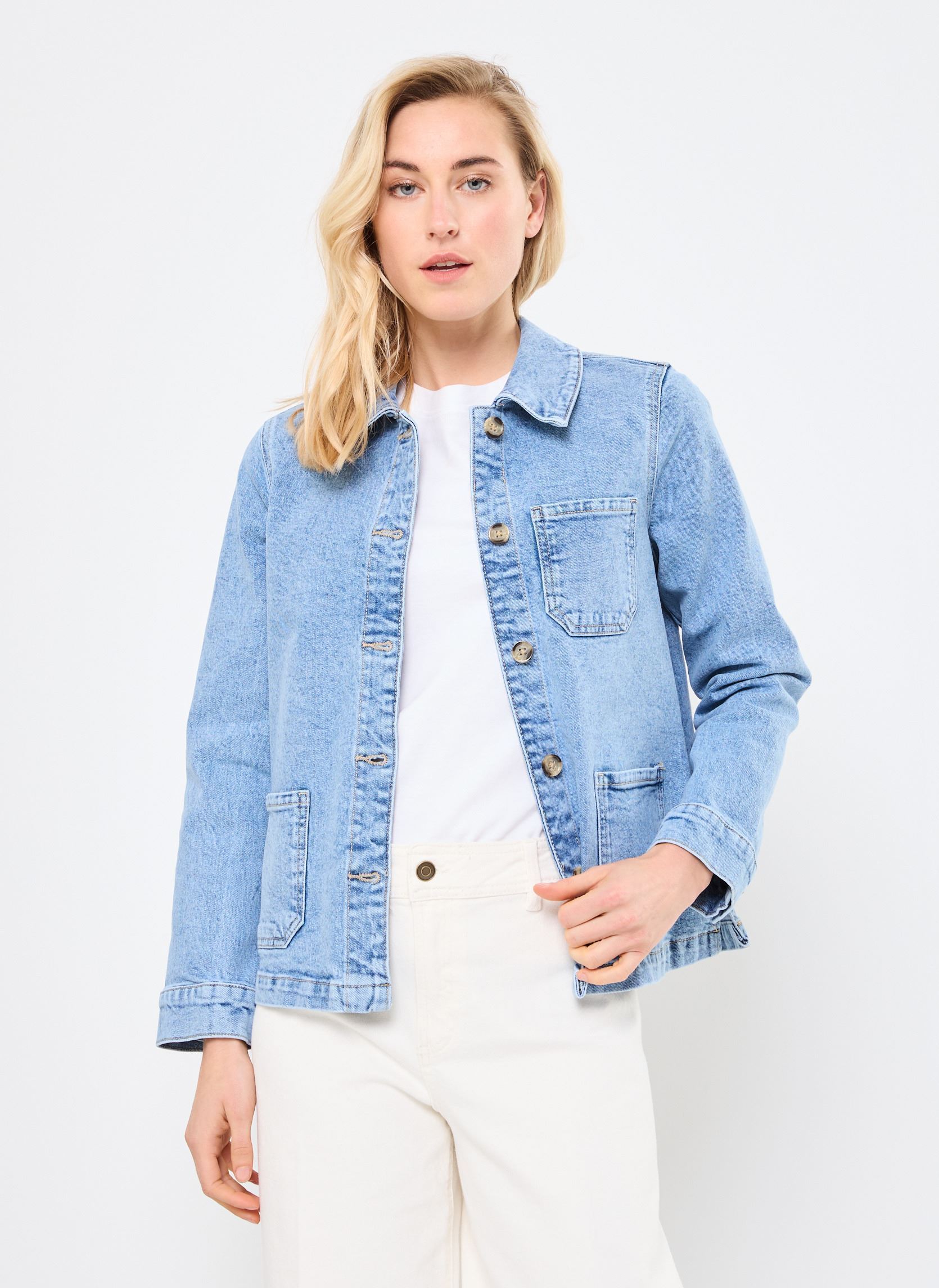 Vestes en jean VMKISSELY LS LOOSE DNM JACKET VI3478 LCS femme bleu Vero Moda Vestes en jean VMKISSELY LS LOOSE DNM JACKET VI3478 LCS femme bleu Light Blue Denim