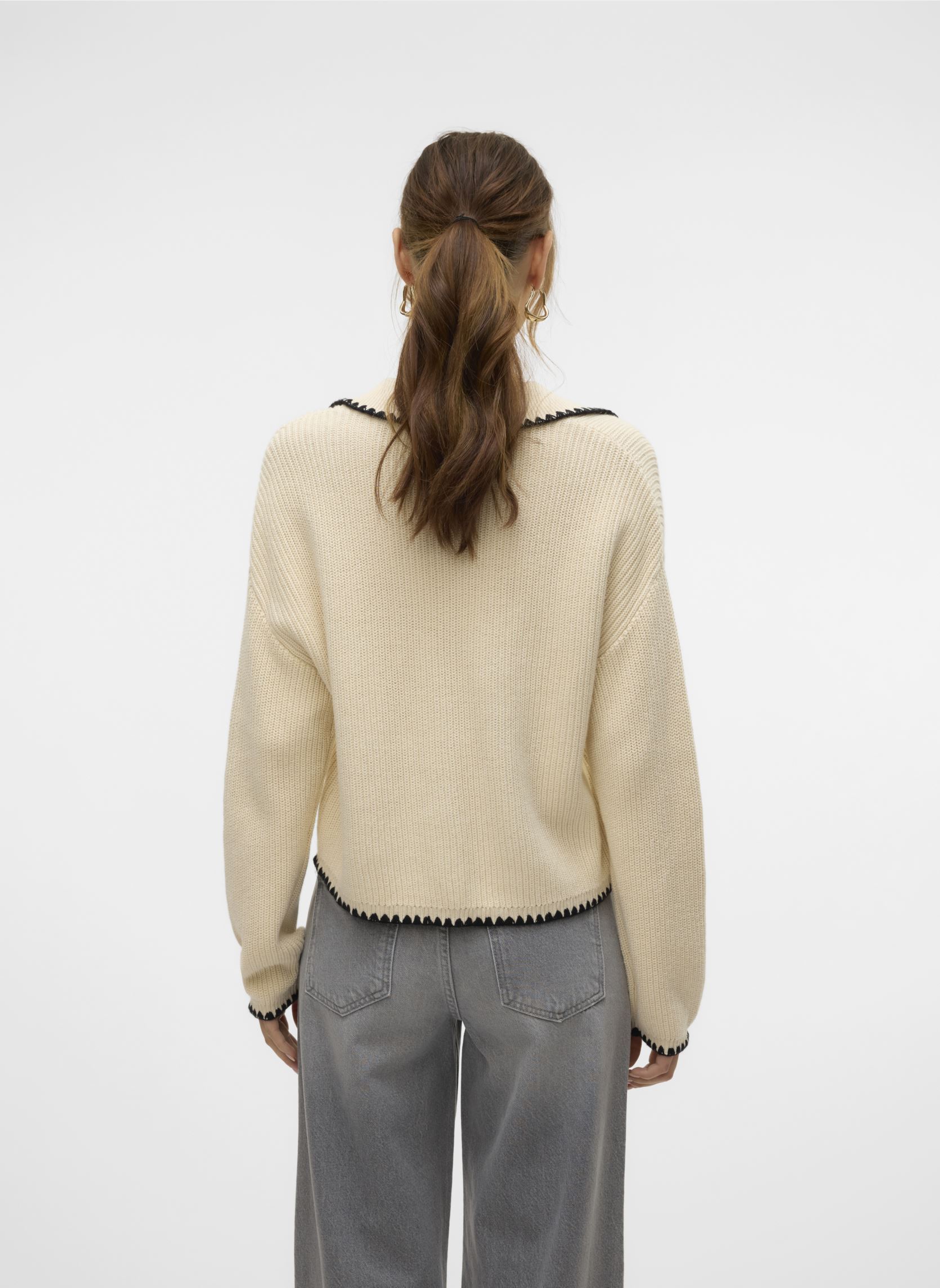 Gilets VMPOMELO LS POLONECK CARDIGAN femme beige Vero Moda Gilets VMPOMELO LS POLONECK CARDIGAN femme beige Birch