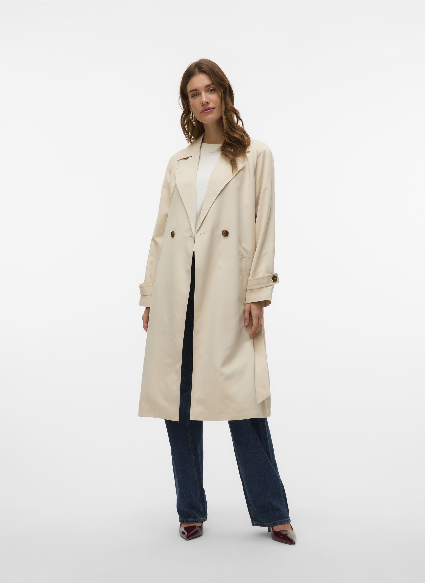 Trench-coats VMLOU LONG TRENCHCOAT ENT femme beige Vero Moda Trench-coats VMLOU LONG TRENCHCOAT ENT femme beige Oatmeal