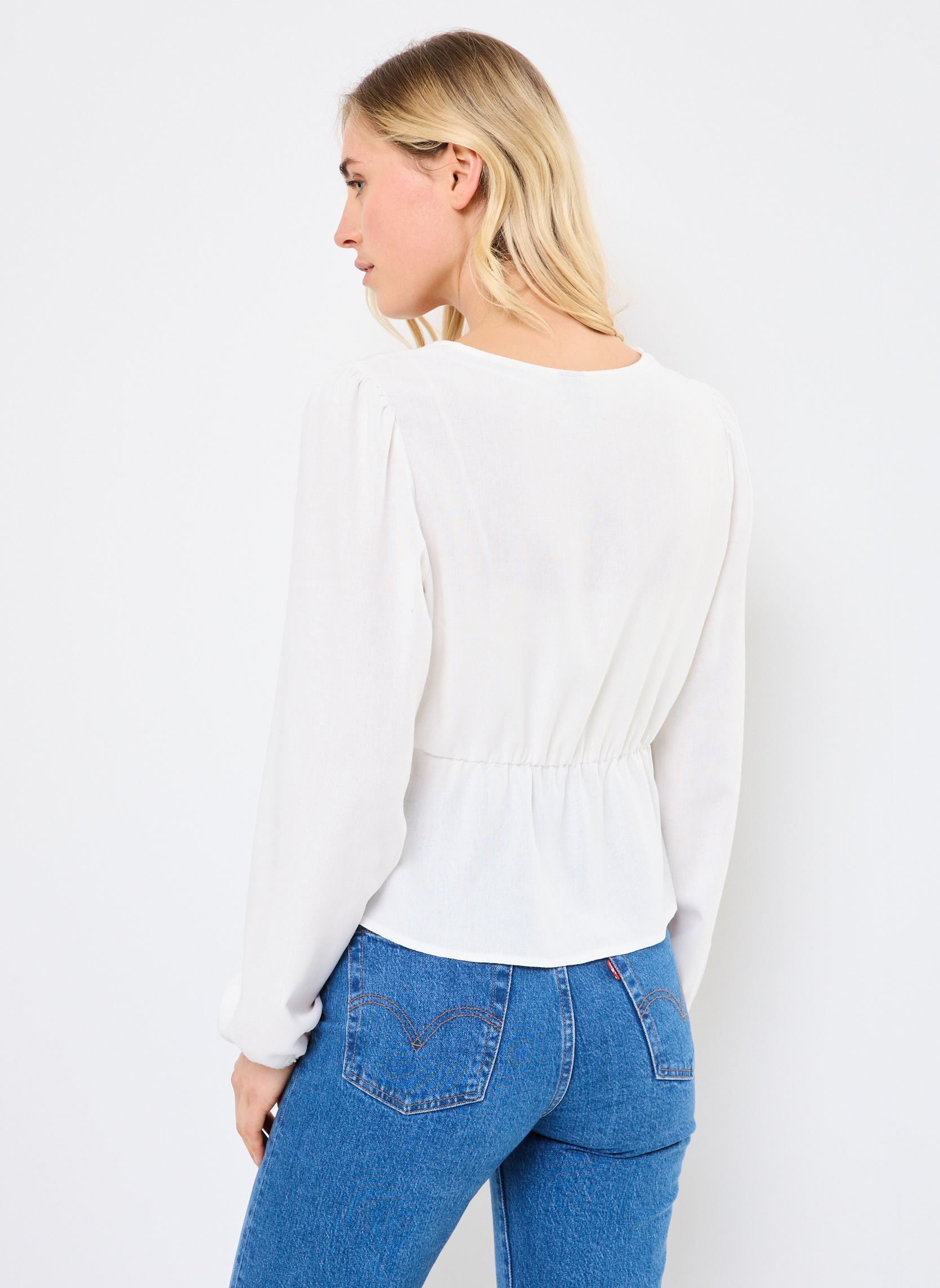 Blouses met lange mouwen VMMYMILO L/S TIE-DETAIL TOP WVN GA dames wit Vero Moda Blouses met lange mouwen VMMYMILO L/S TIE-DETAIL TOP WVN GA dames wit SNOW WHITE