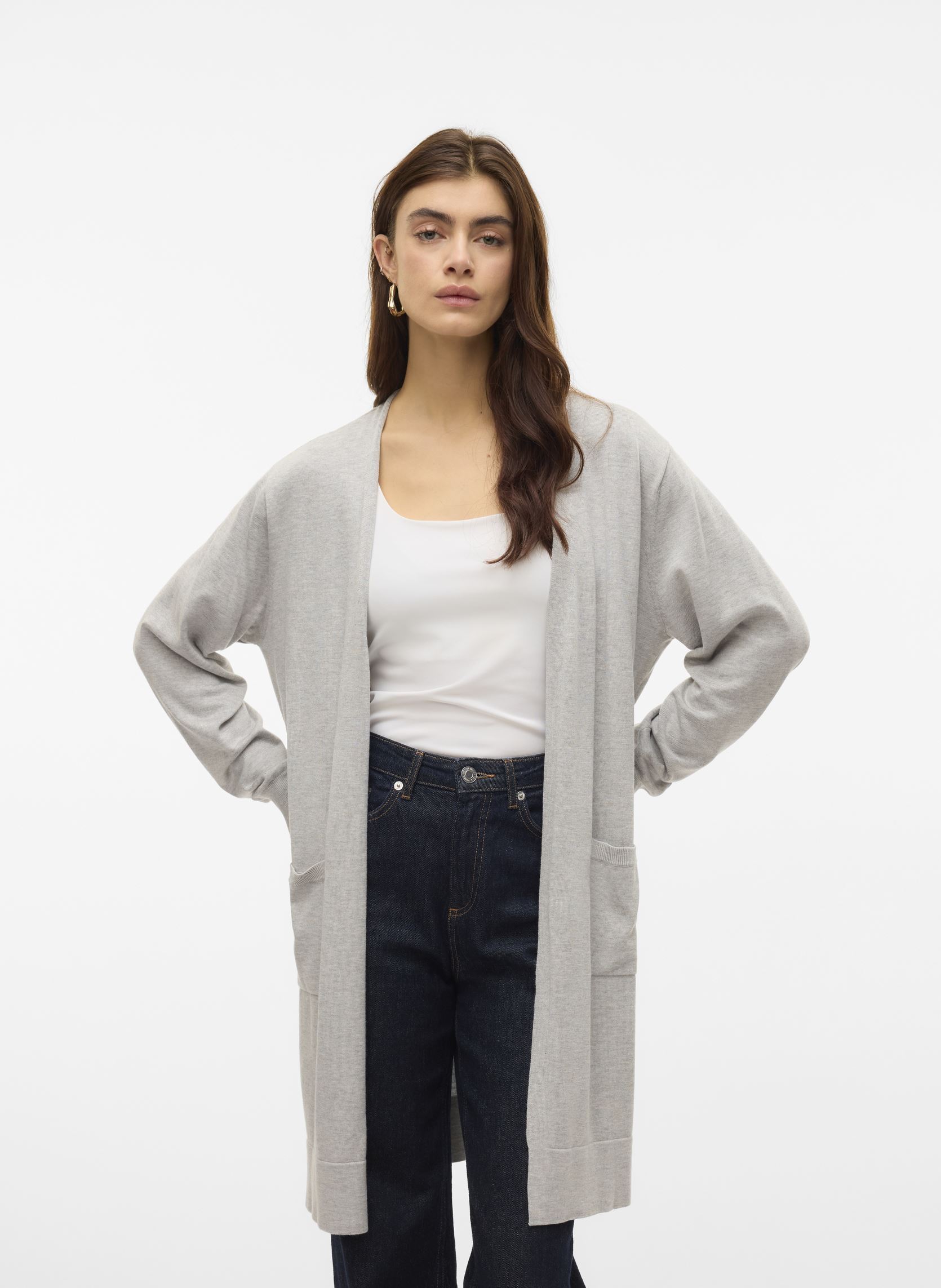 Strickjacken und Westen VMSILJE LS OPEN CARDIGAN GA NOOS damen grau Vero Moda Strickjacken und Westen VMSILJE LS OPEN CARDIGAN GA NOOS damen grau LIGHT GREY MELANGE